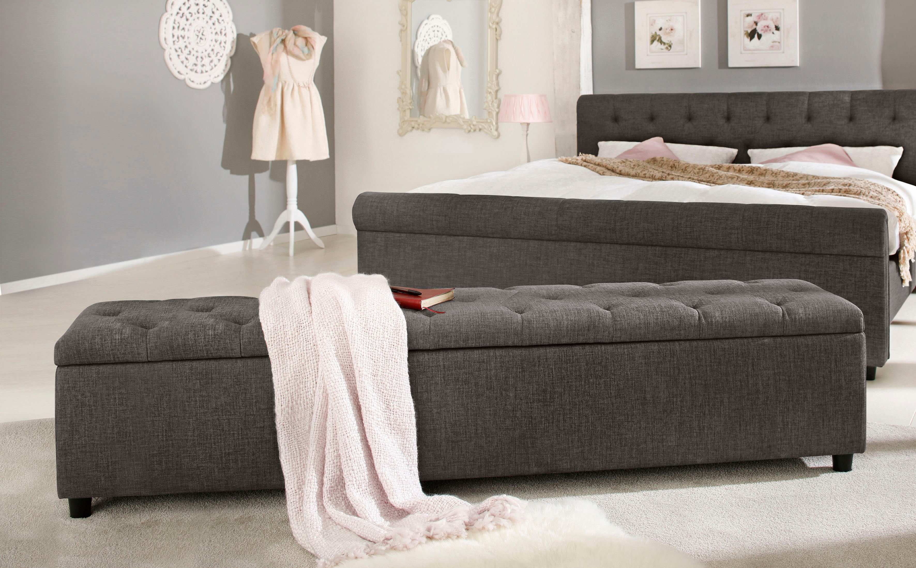 Home affaire Bank Goronna 6 kleuren, zithoogte 41,5 cm, als garderobebank of bedbank te gebruiken grijs, eetbanken
