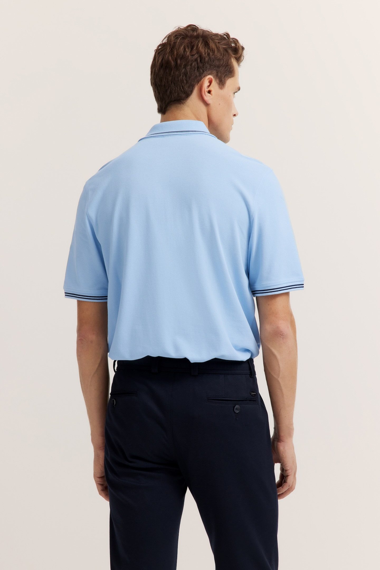 Bugatti Poloshirt met contraststrepen en borstborduursel