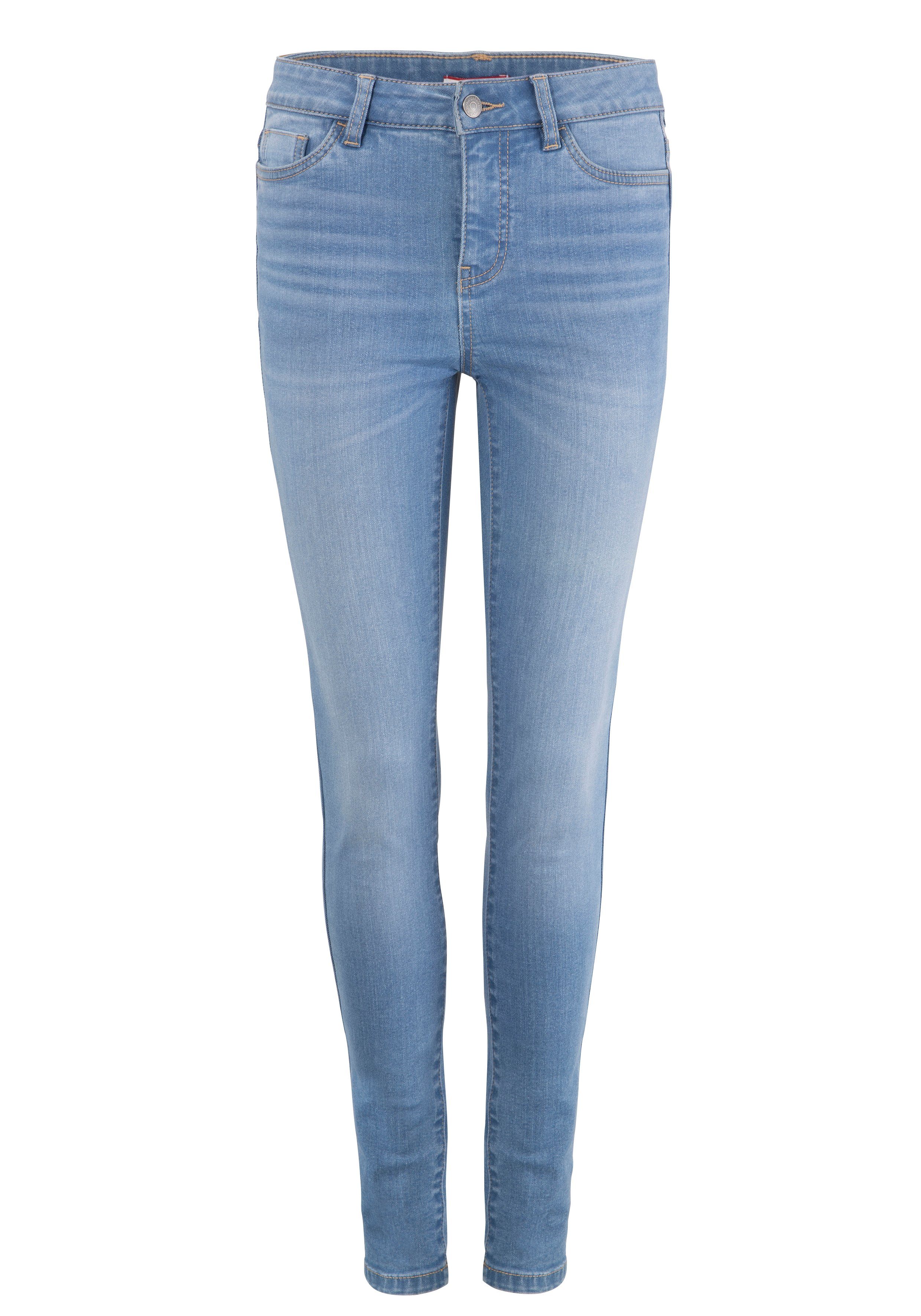 KangaROOS 5-pocket jeans SUPER SKINNY HIGH RISE enkel-lang, met used-look, hoge taille