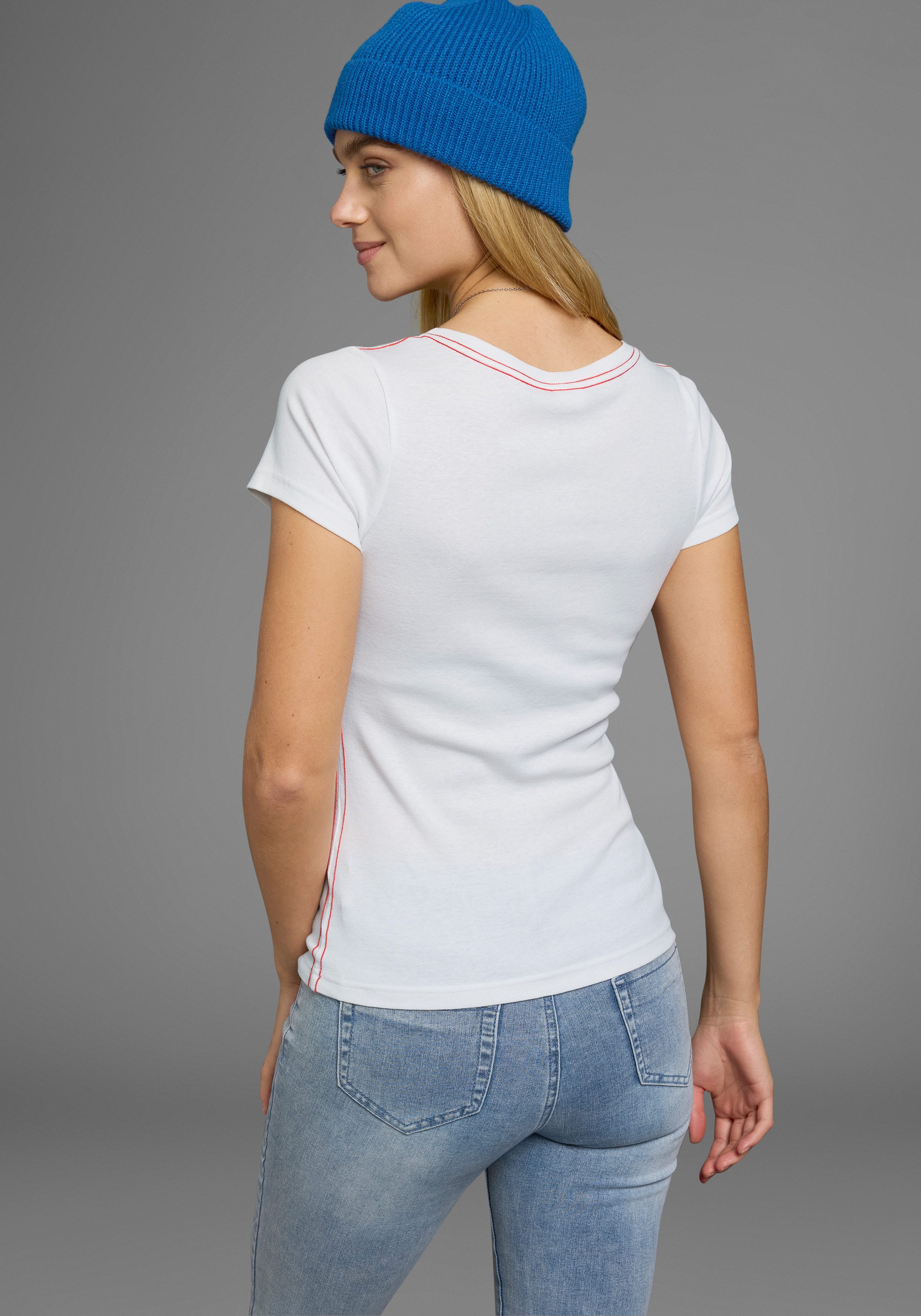KangaROOS T-shirt Korte mouwen, effen en bedrukt, ronde hals (1-delig)