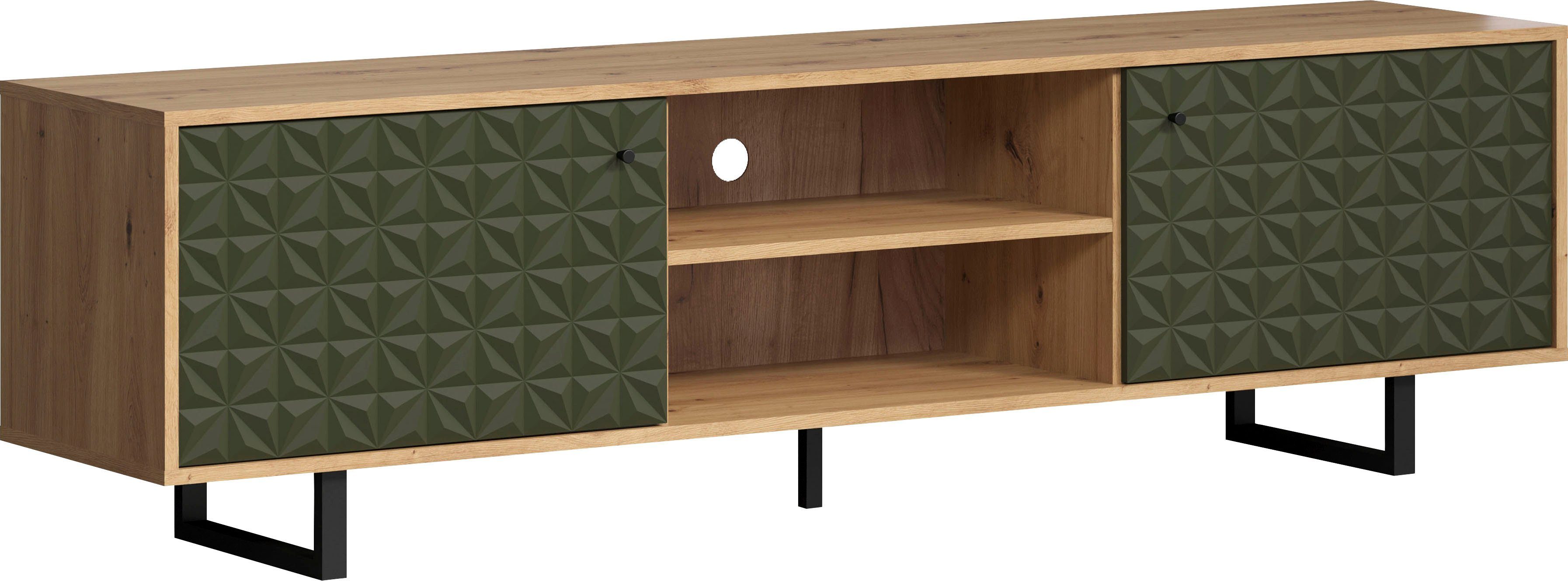 Places of Style Tv-meubel Ferretti TV-tafel met bijzondere frezing - poten en grepen van metaal