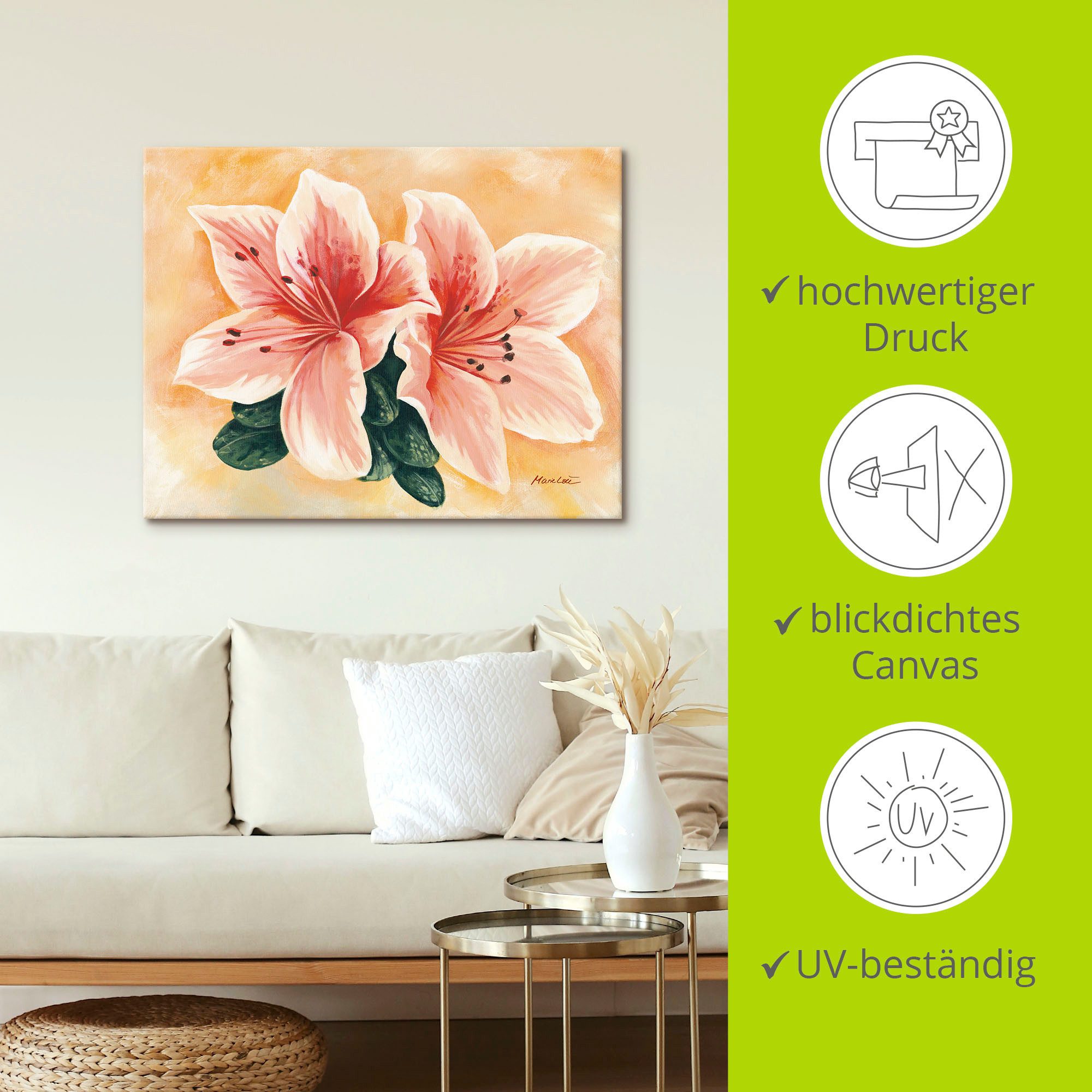 Artland Artprint Zalmlelies als artprint van aluminium, artprint op linnen, muursticker, verschillende maten