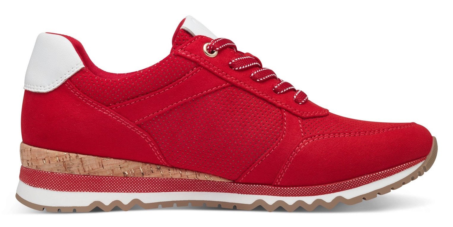 Marco Tozzi Sneakers met sleehak vrijetijdsschoen, lage schoen, veterschoen in vegan uitvoering