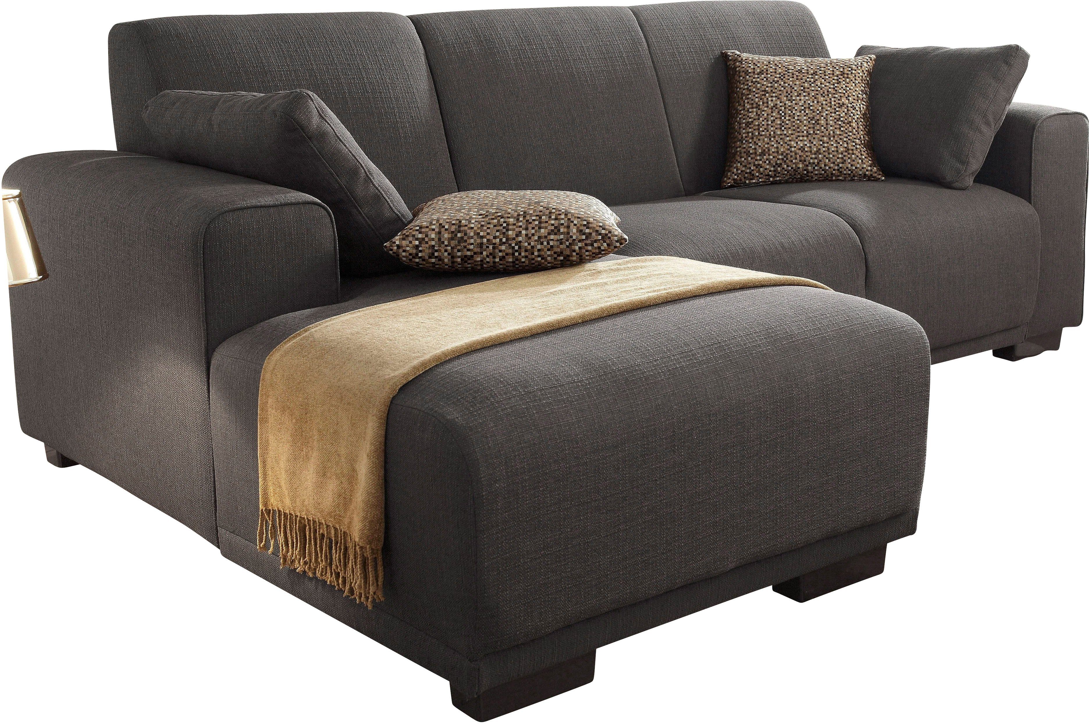 Home affaire Hoekbank BORNHOLM L-vorm met chaise longue, afmetingen B/D/H: 234/162/85 cm Recamiere links of rechts bestelbaar, golfvering, inclusief 2 kussens