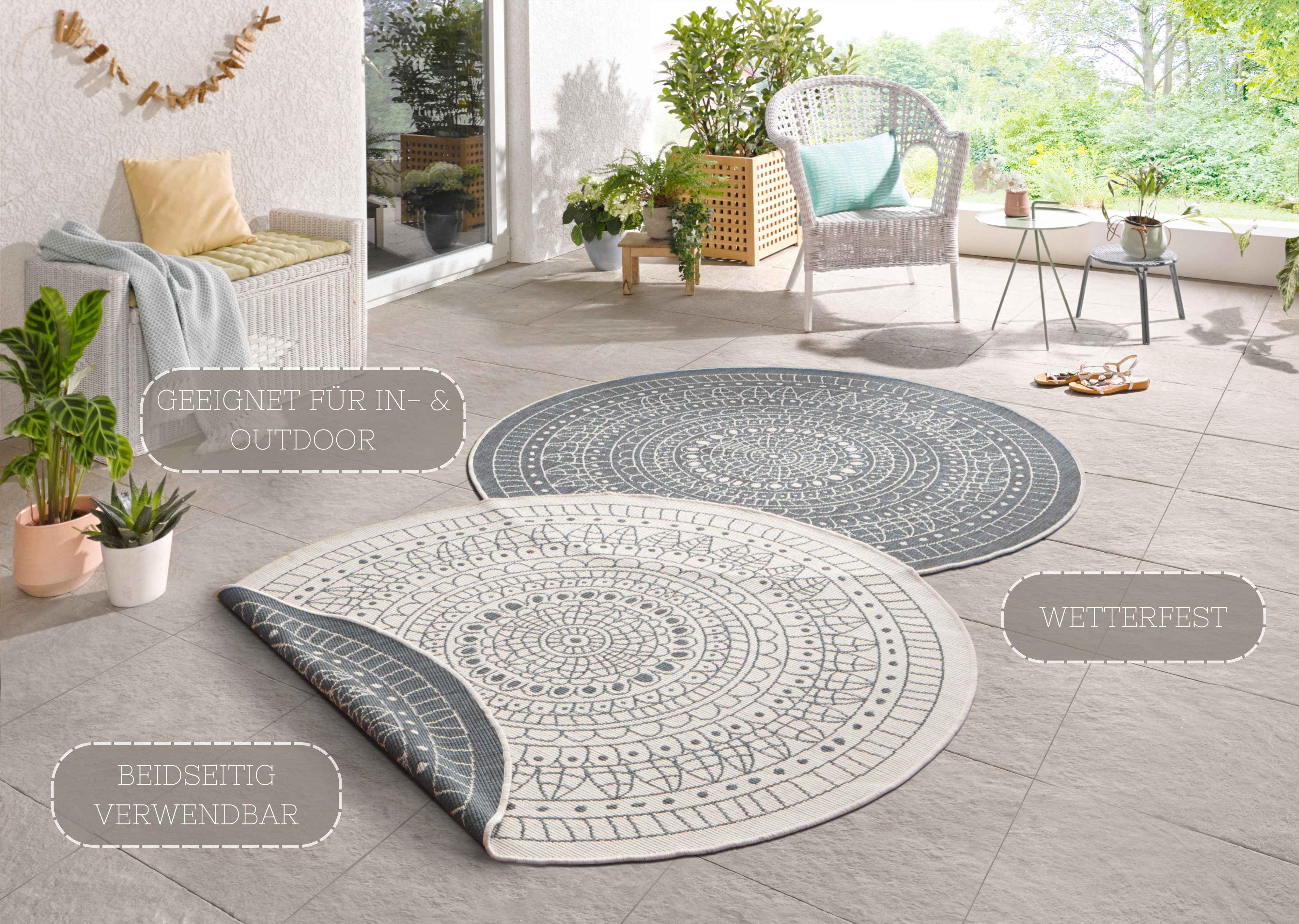 NORTHRUGS Vloerkleed Porto tweezijdig te gebruiken kleed Geschikt voor binnen en buiten, weerbestendig, balkon, tuin, woonkamer, waterbestendig