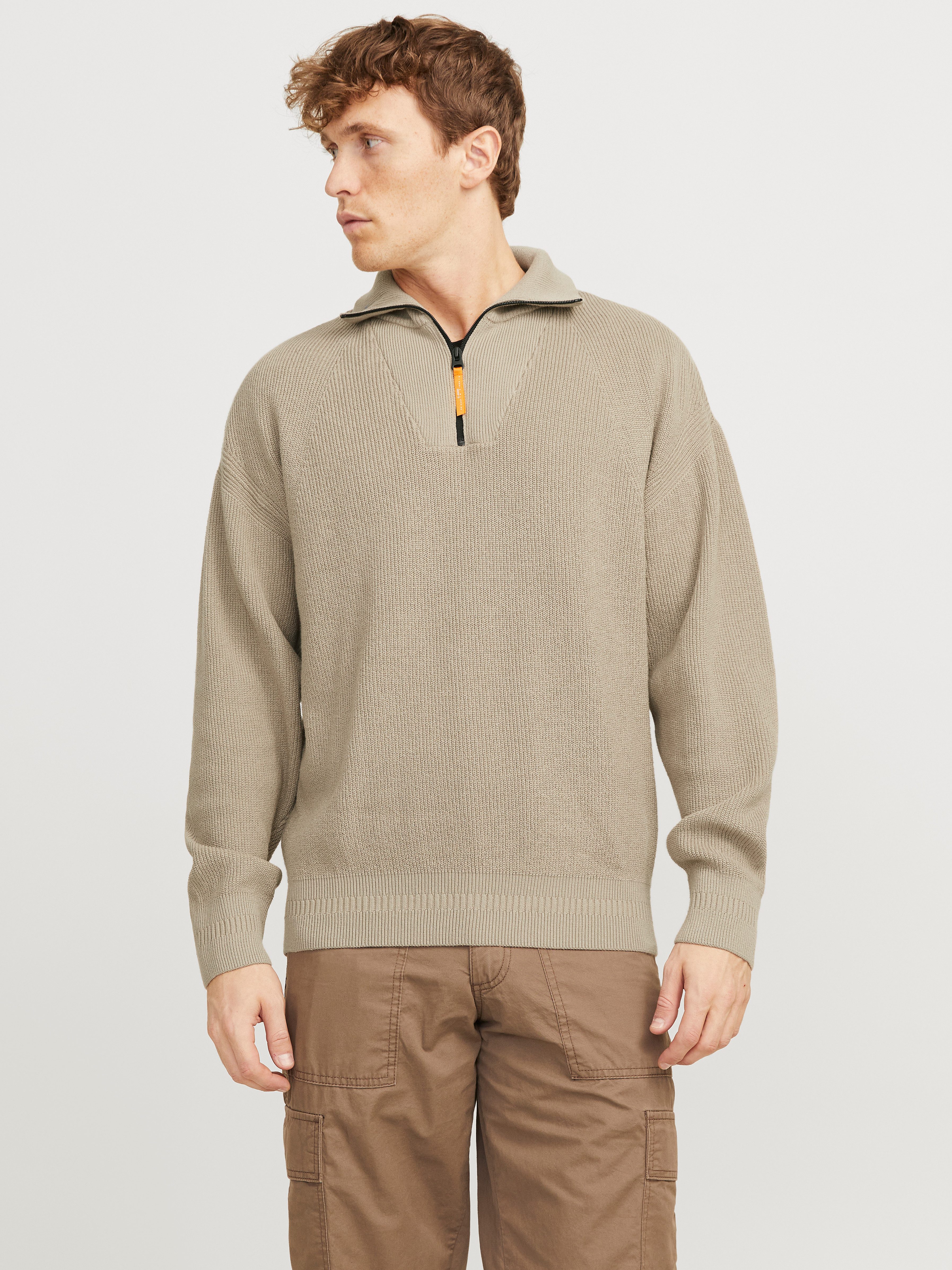 Jack & Jones Schipperstrui JCOOUTDOOR KNIT HALF ZIP HIGH NECK SN