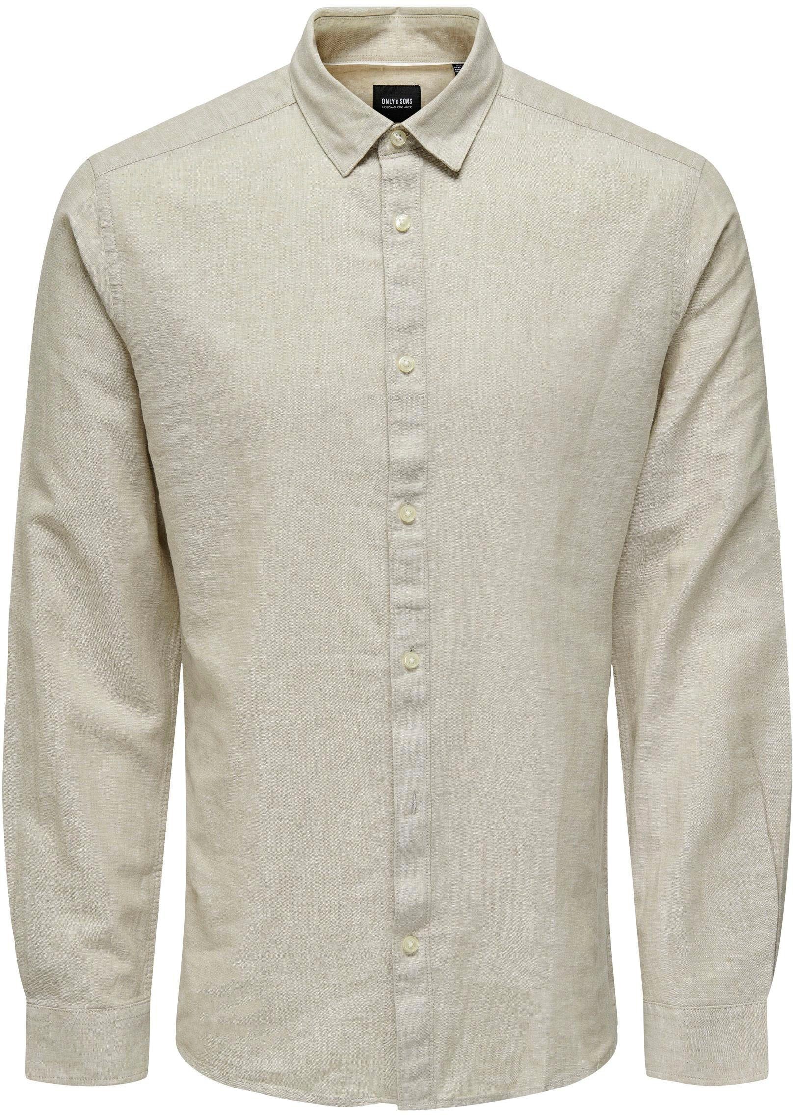 ONLY & SONS Overhemd met lange mouwen ONSCAIDEN LS SOLID LINEN SHIRT NOOS