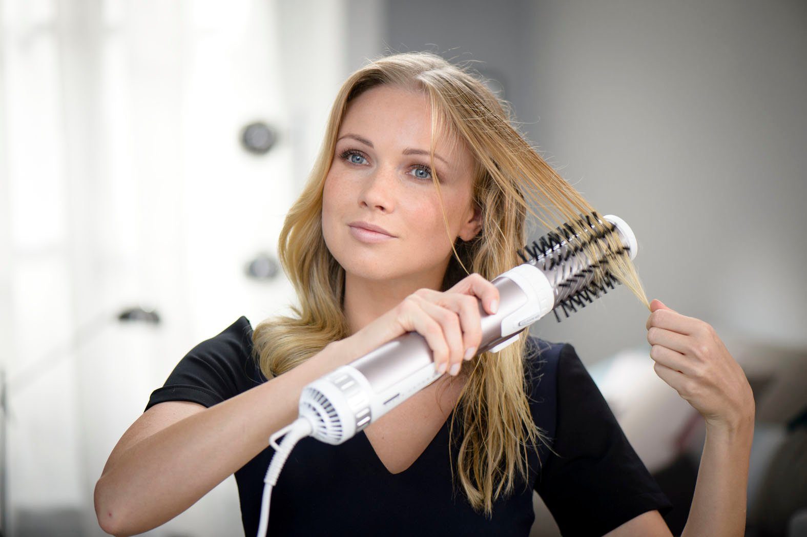 Rowenta Stylingborstel met warme lucht Brush Activ Premium Care roterende warme luchtborstel, met natuurlijke haren,