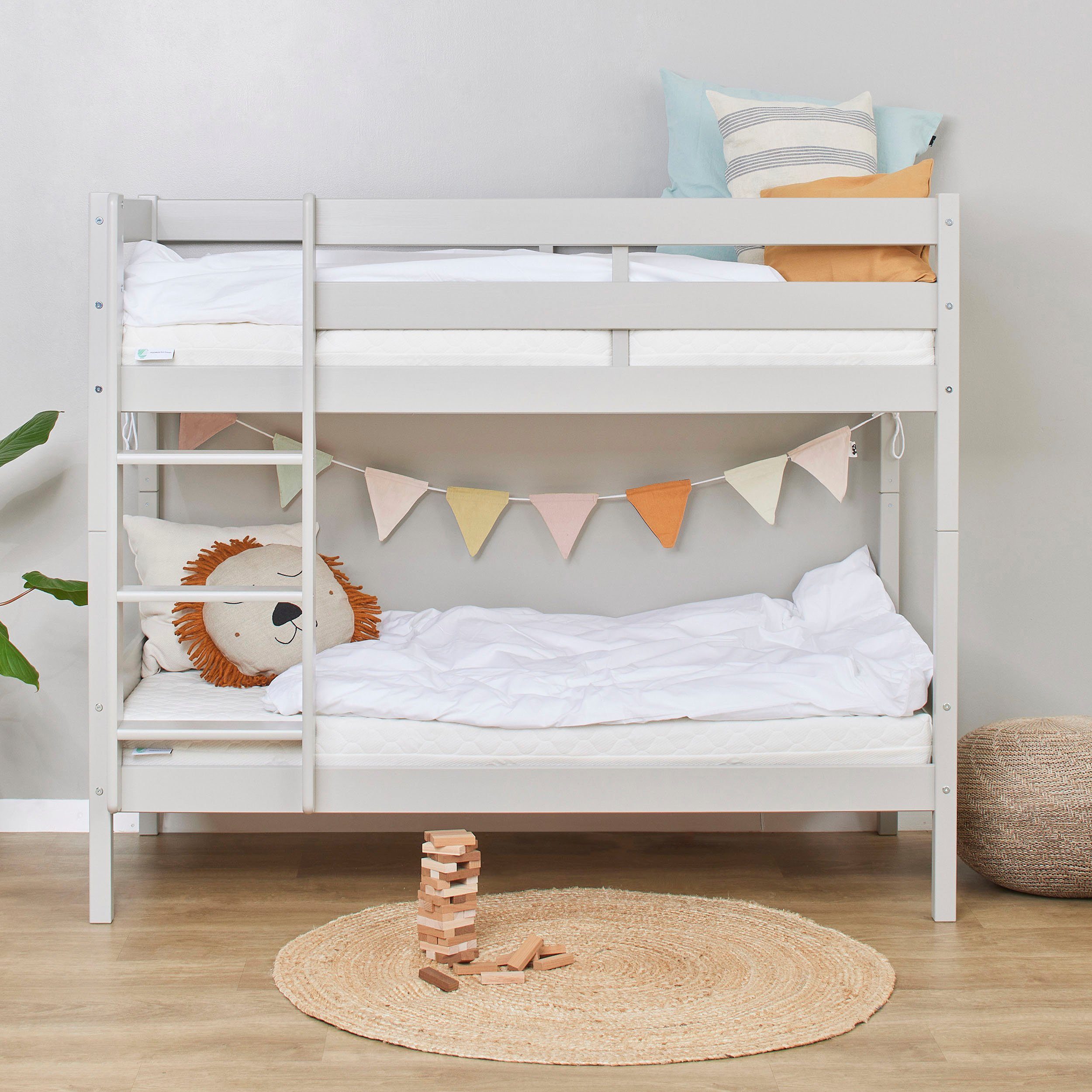 Hoppekids Stapelbed Eco comfort kinderbed 90x200 of 70x160 van massief hout in 4 kleuren
