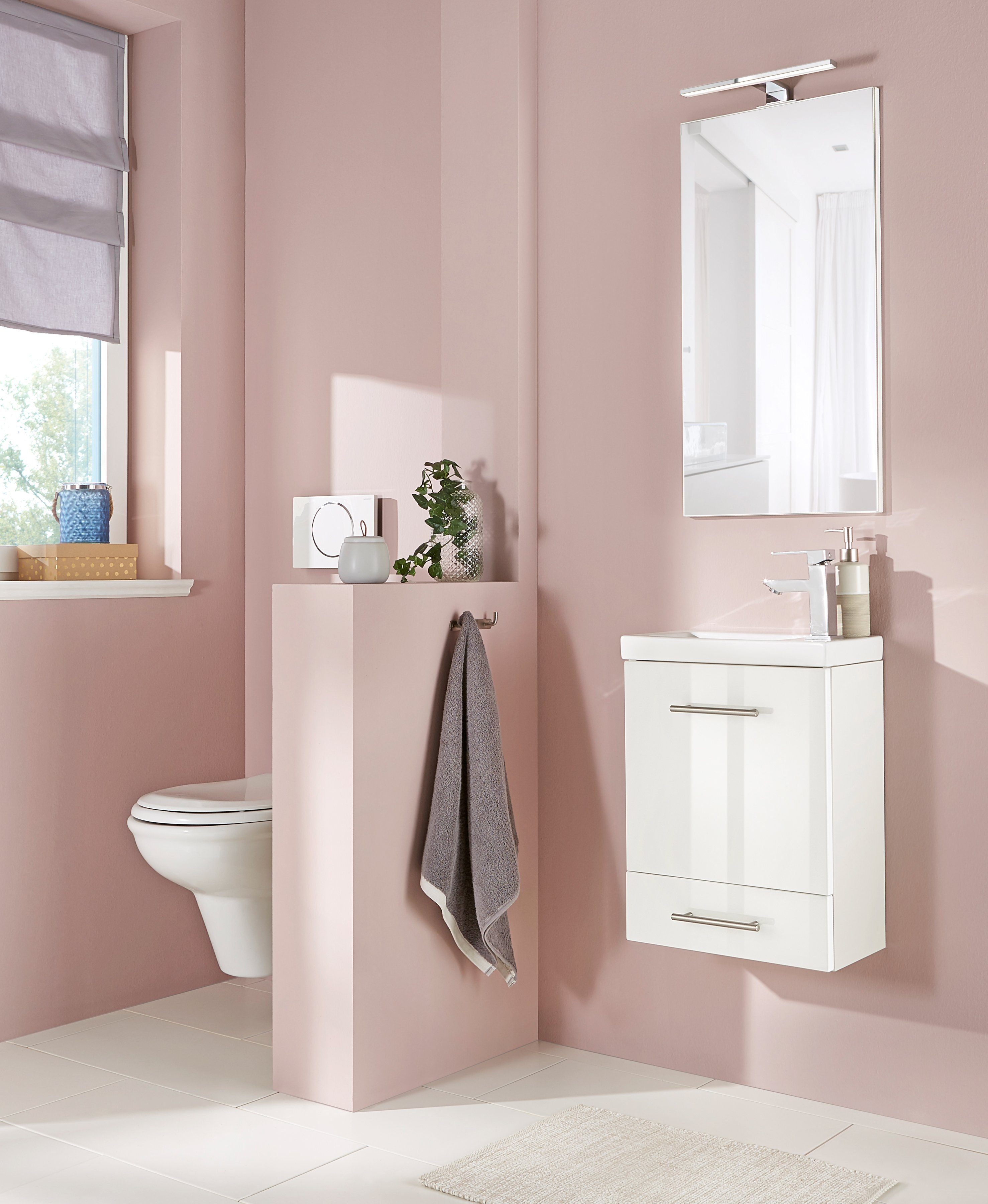 welltime Wastafelmeubel Trento, in verschillende designs en kleuren Badkamermeubel breedte 40 cm, gastenbadkamer SlimLine tweede toilet (set, 4-delig)