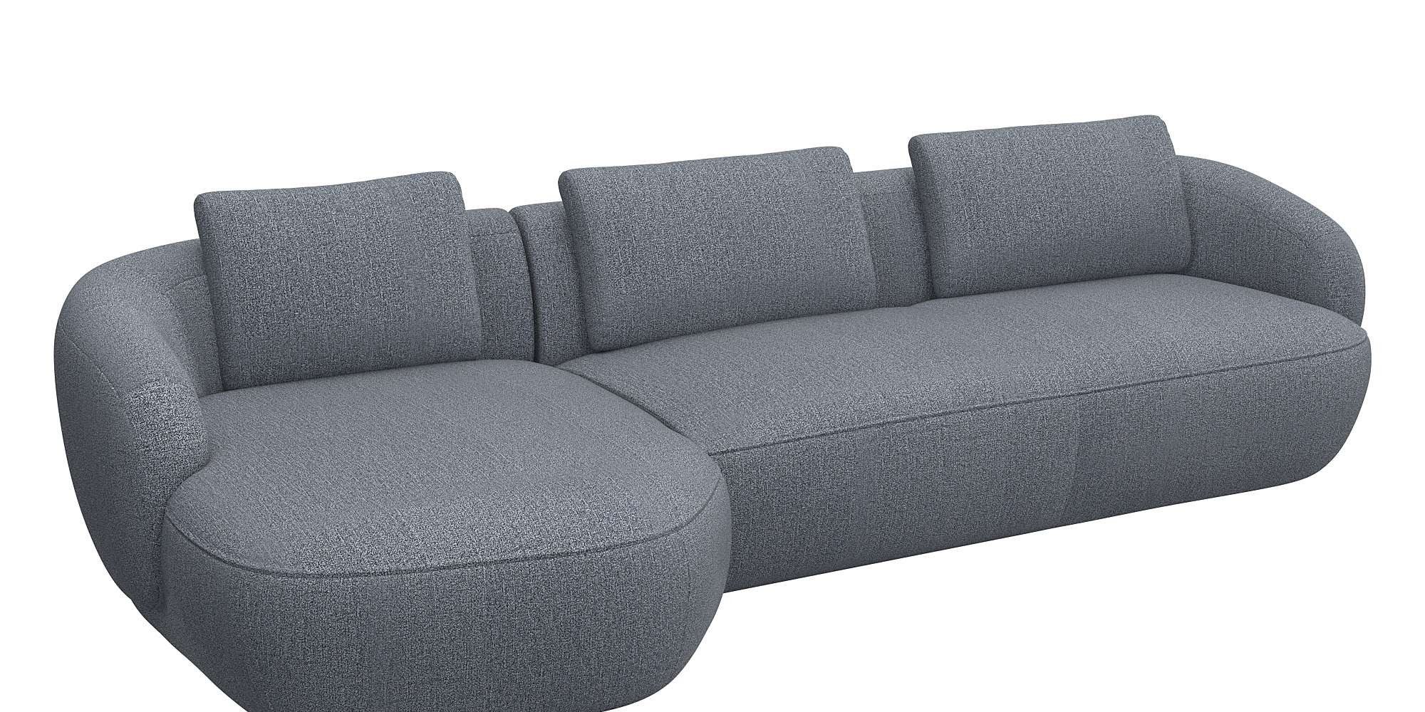 FLEXLUX Zithoek Torino, rond, L-vorm, bankhoek met recamière, longchair-sofa