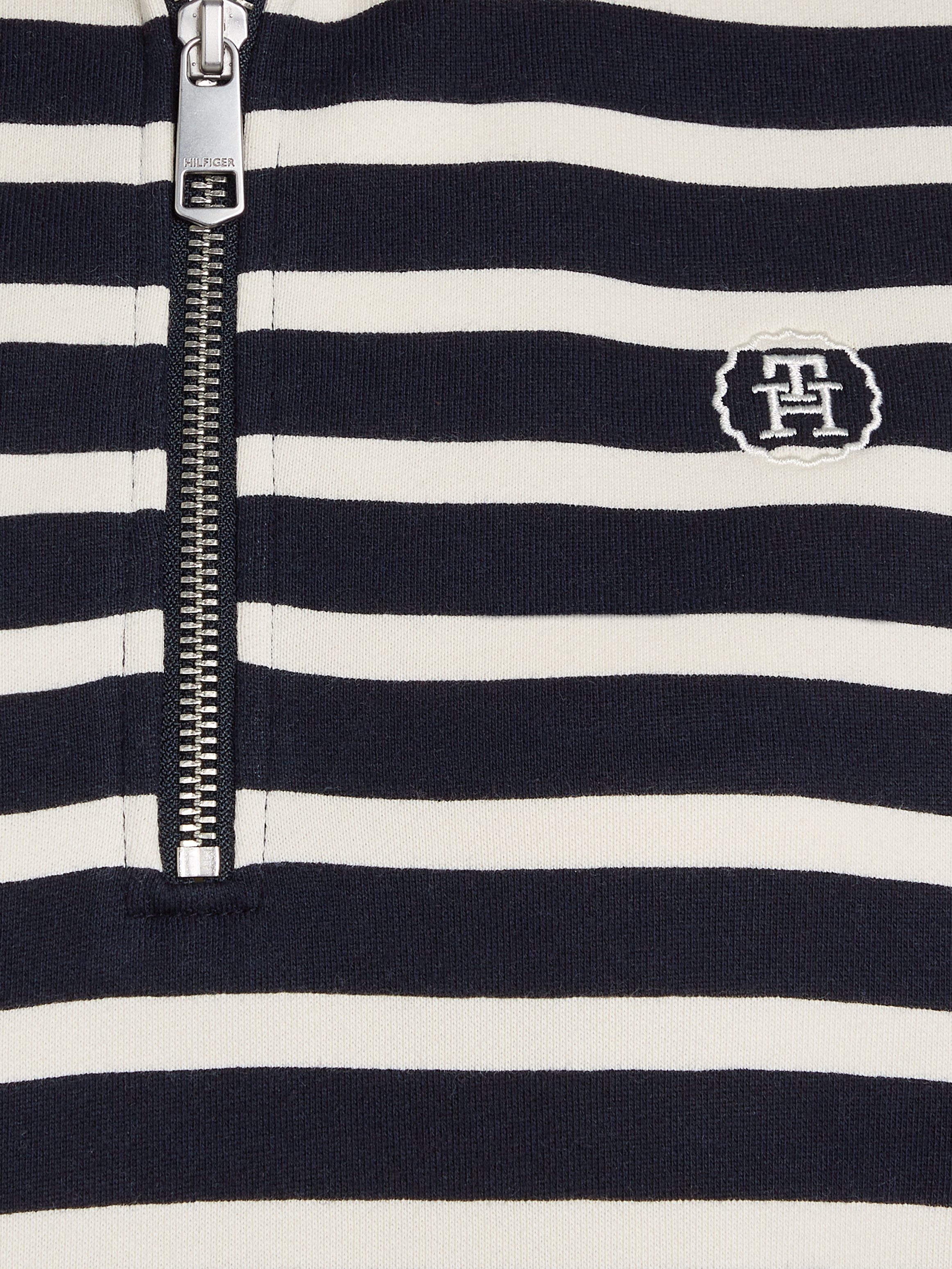 Tommy Hilfiger Sweater SMD BRETON STRIPE 1/2 ZIP HWK Polokraag met rits, gestreept, logo-borduursel