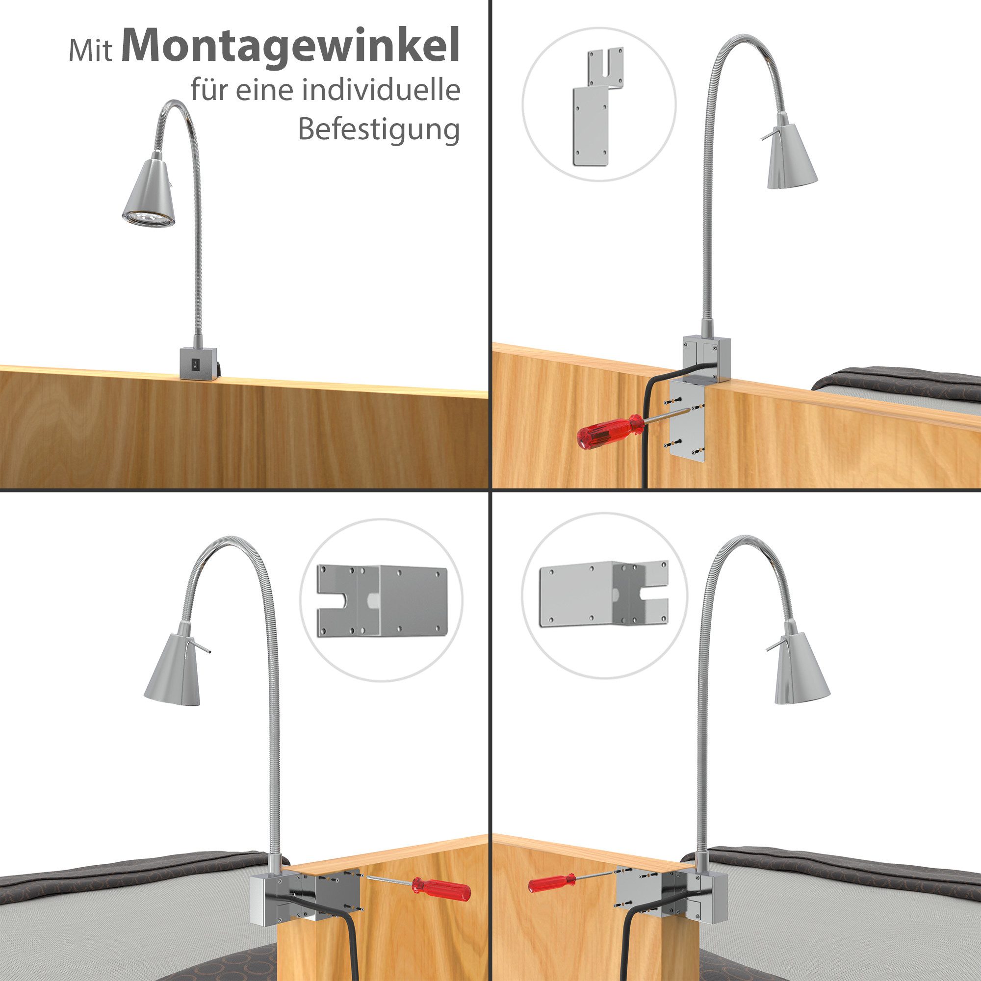 Briloner Leuchten Led-wandlamp 2-pack LED bedlamp slaapkamer woonkamer mat-nikkel