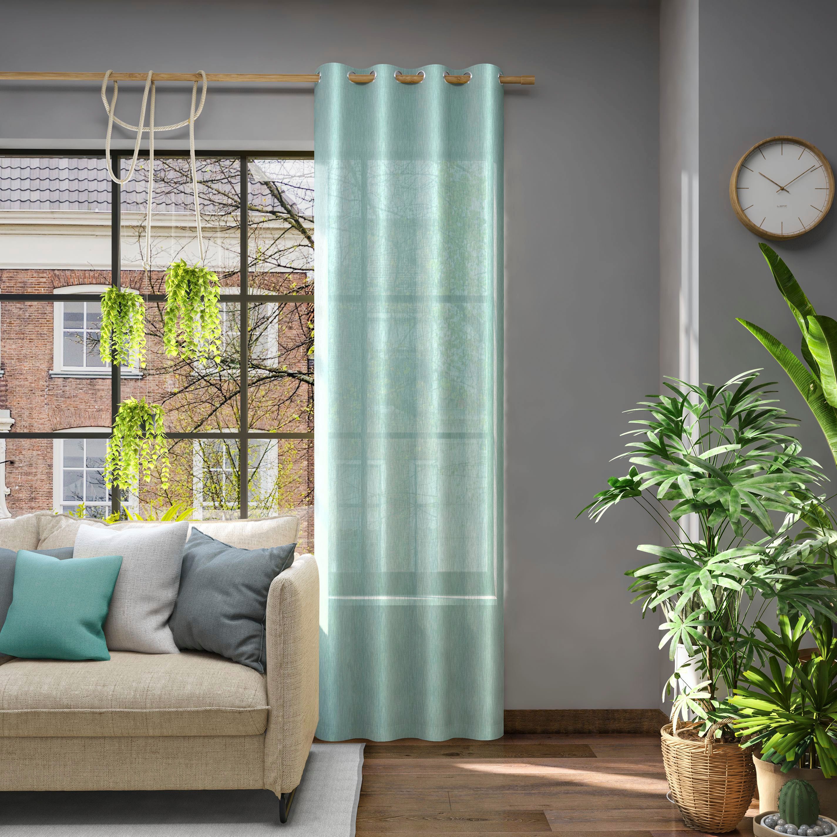 Neutex for you! Gordijn Libre-ECO Duurzaam, breedte 142 cm, op maat (1 stuk) kant & klaar gordijnen maat 142 cm x 135 cm groen