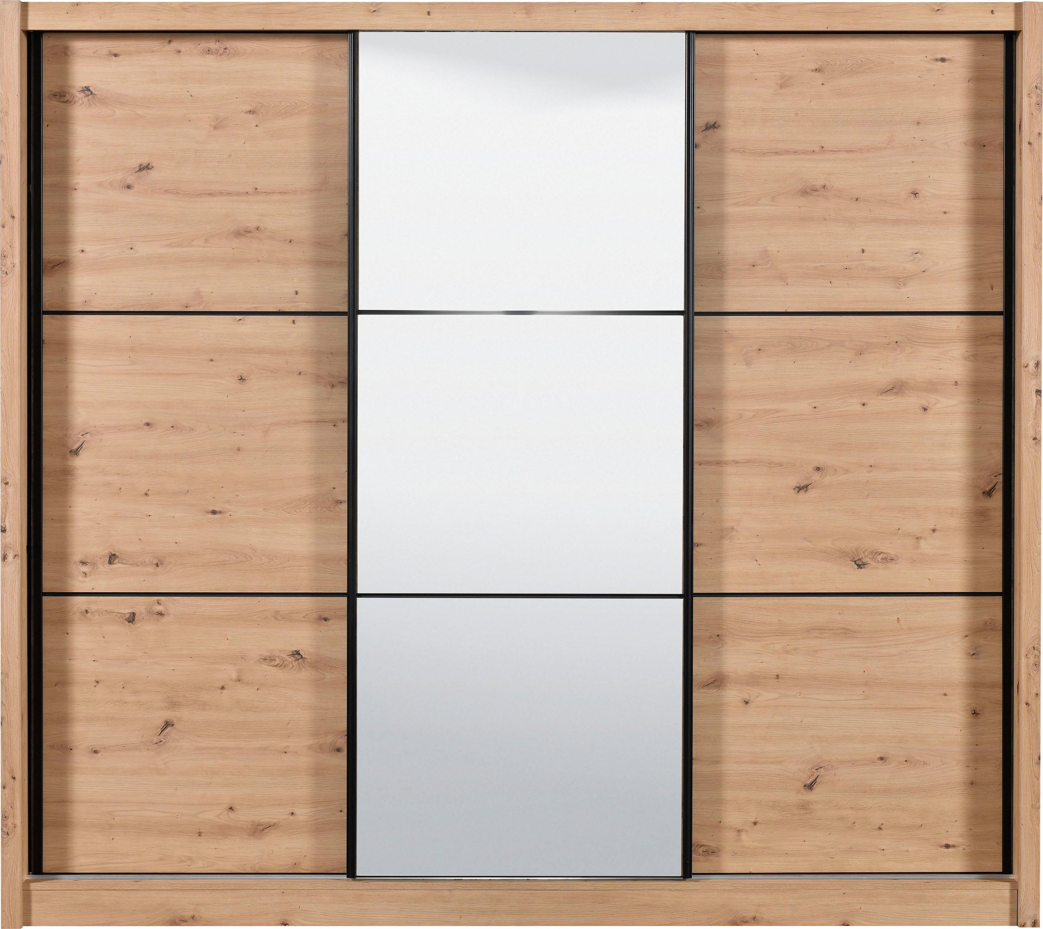 INOSIGN Zweefdeurkast Navara kledingkast met spiegel linnenkast garderobe met royale binnenuitrusting, fsc®-gecertificeerd, in 3 breedtes