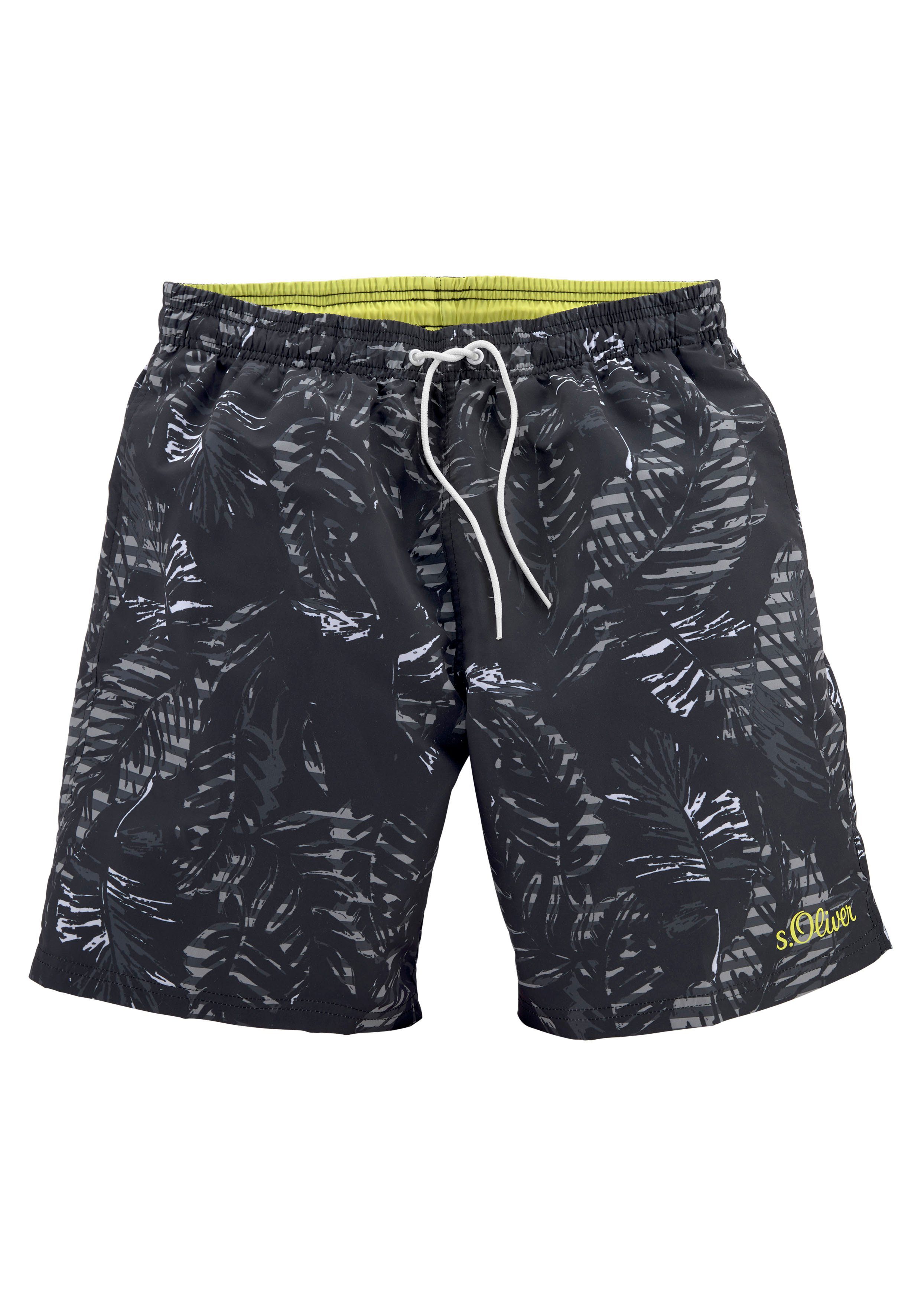 s.Oliver RED LABEL Beachwear Zwemshort Blade met trendy palmenprint