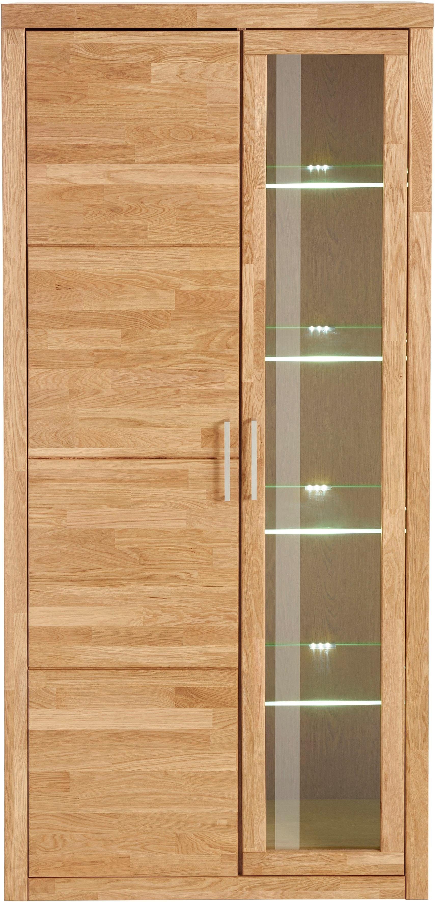 Home affaire Vitrinekast Logo, 190cm hoog, 42 cm diep, fronten massief hout, 10 vakken