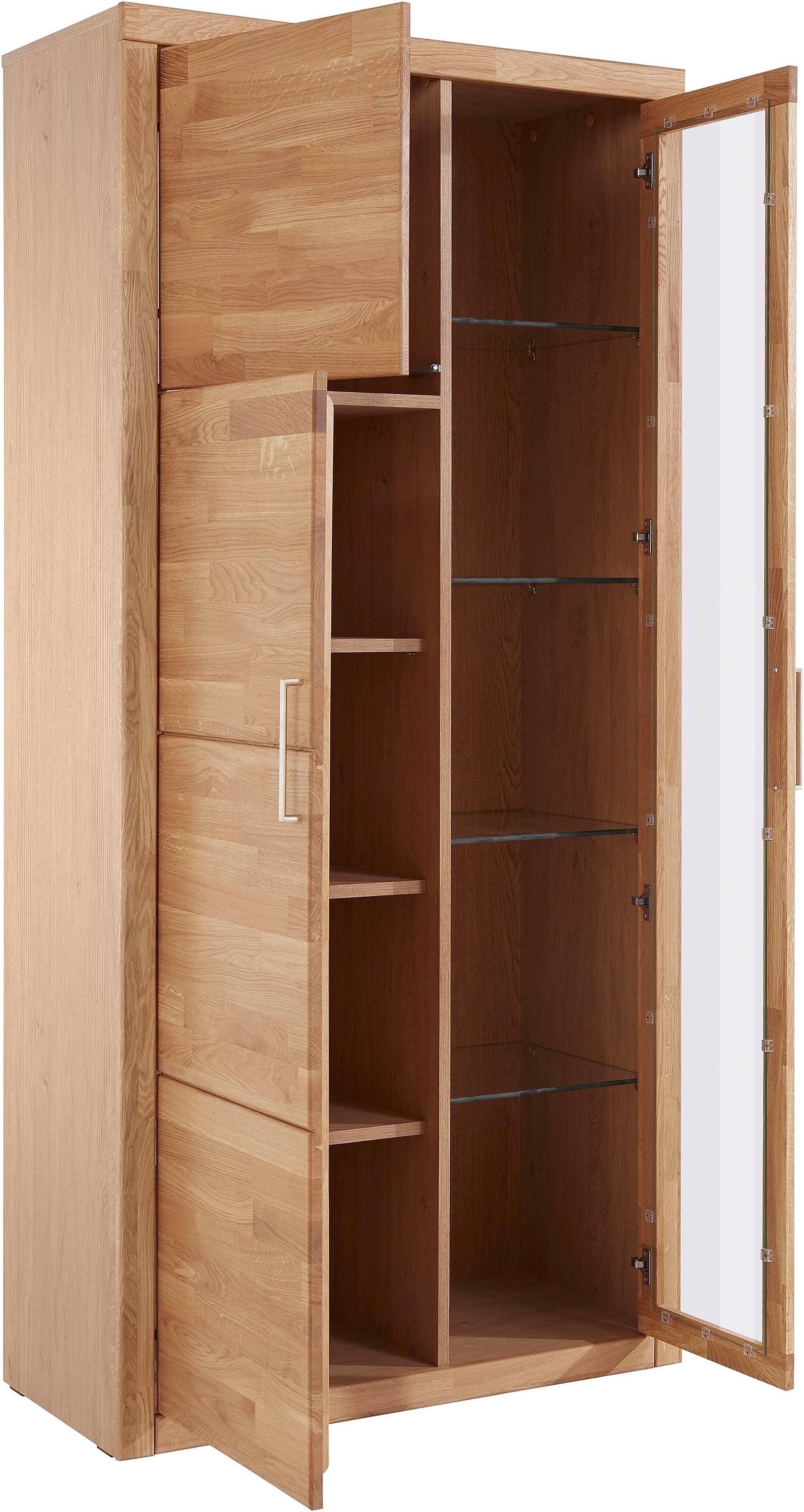 Home affaire Vitrinekast Logo, 190cm hoog, 42 cm diep, fronten massief hout, 10 vakken