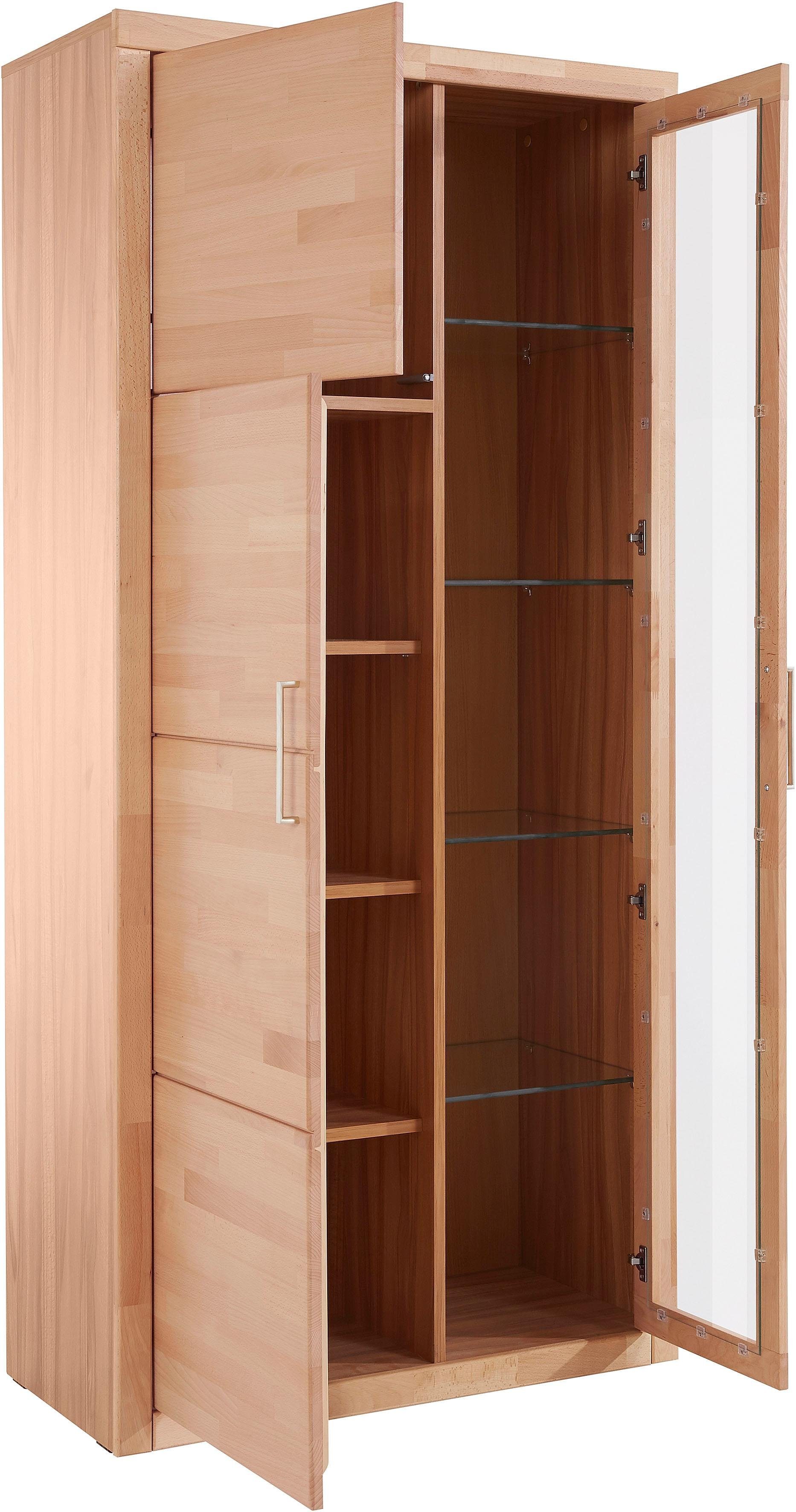 Home affaire Vitrinekast Logo, 190cm hoog, 42 cm diep, fronten massief hout, 10 vakken