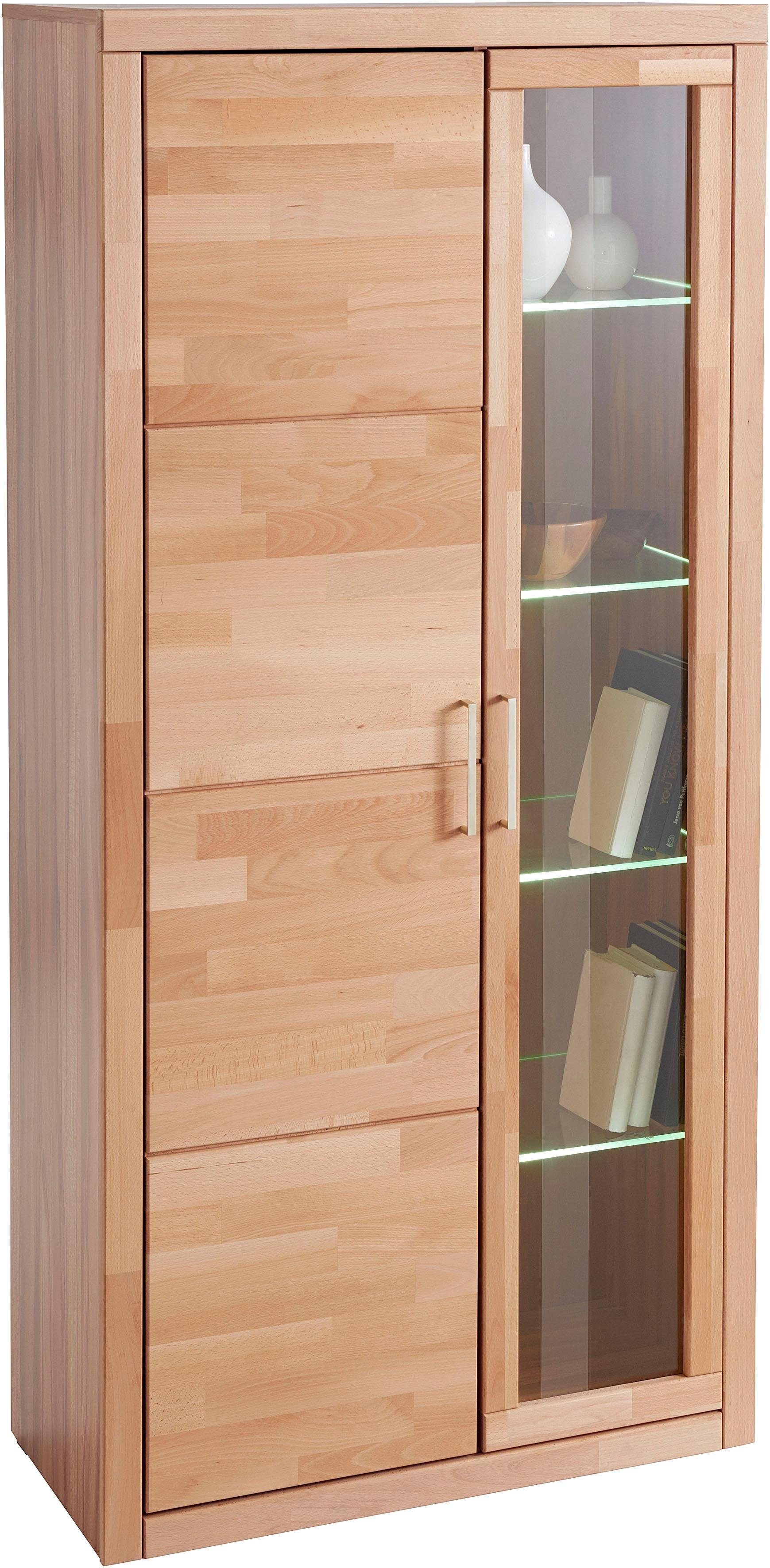 Home affaire Vitrinekast Logo, 190cm hoog, 42 cm diep, fronten massief hout, 10 vakken