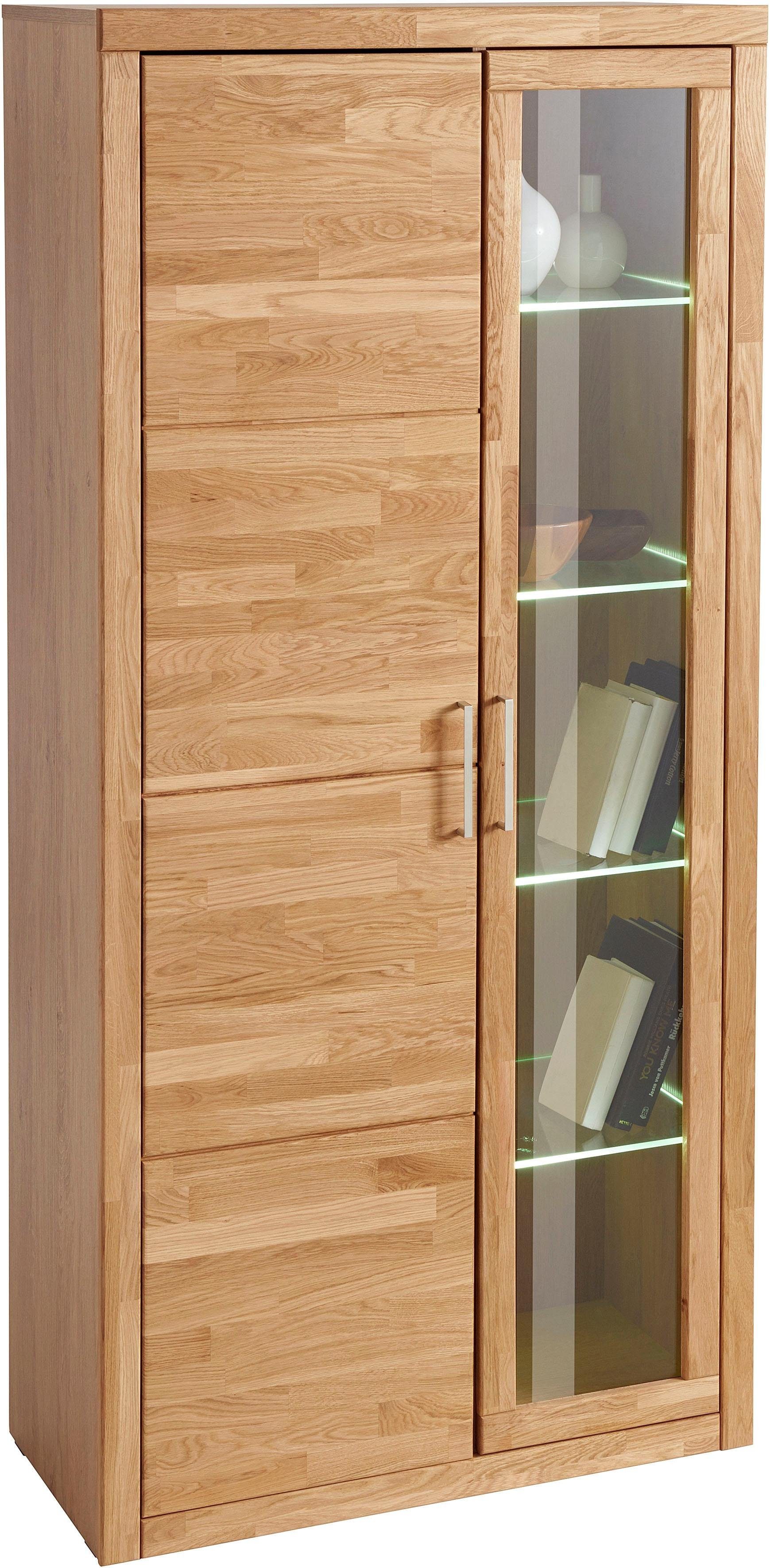 Home affaire Vitrinekast Logo, 190cm hoog, 42 cm diep, fronten massief hout, 10 vakken