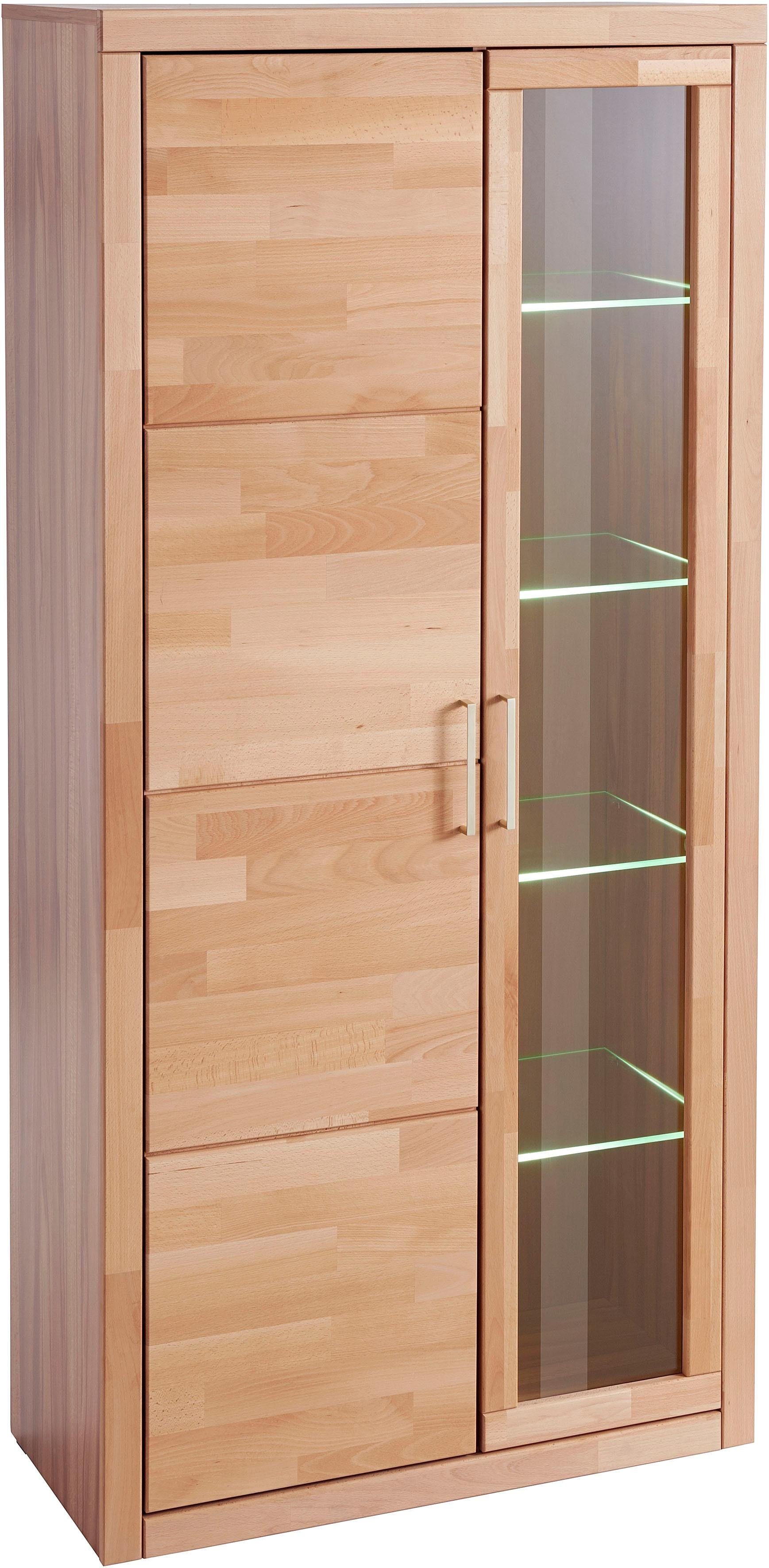 Home affaire Vitrinekast Logo, 190cm hoog, 42 cm diep, fronten massief hout, 10 vakken