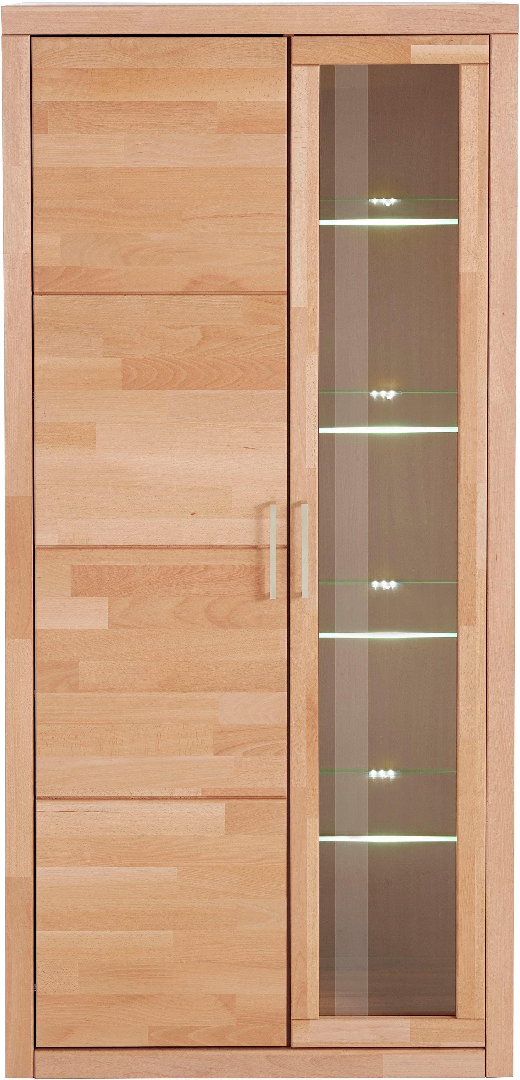 Home affaire Vitrinekast Logo, 190cm hoog, 42 cm diep, fronten massief hout, 10 vakken