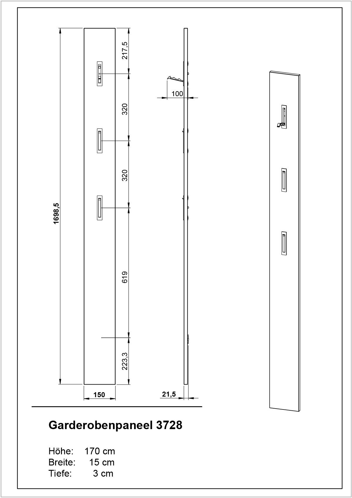 GERMANIA Halmeubelset Stanton Garderobe-set bestaande uit 1 schoenenkast, 1 spiegel en 1 paneel (3-delig)