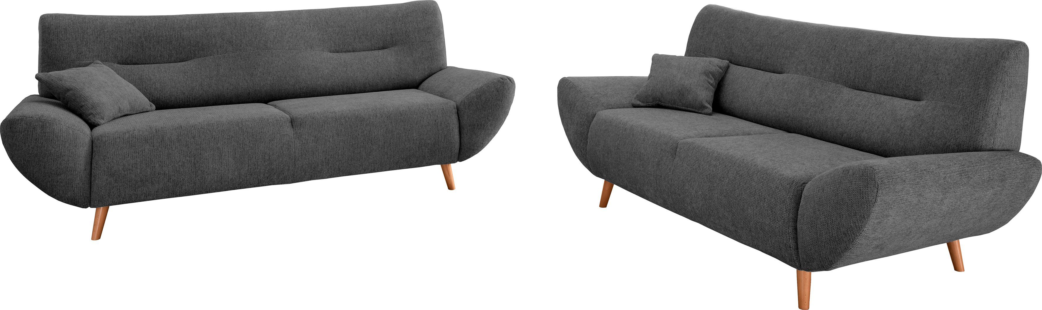 INOSIGN 3-zitsbank Drago, elegant en tijdloos, comfortabel, met houten voet