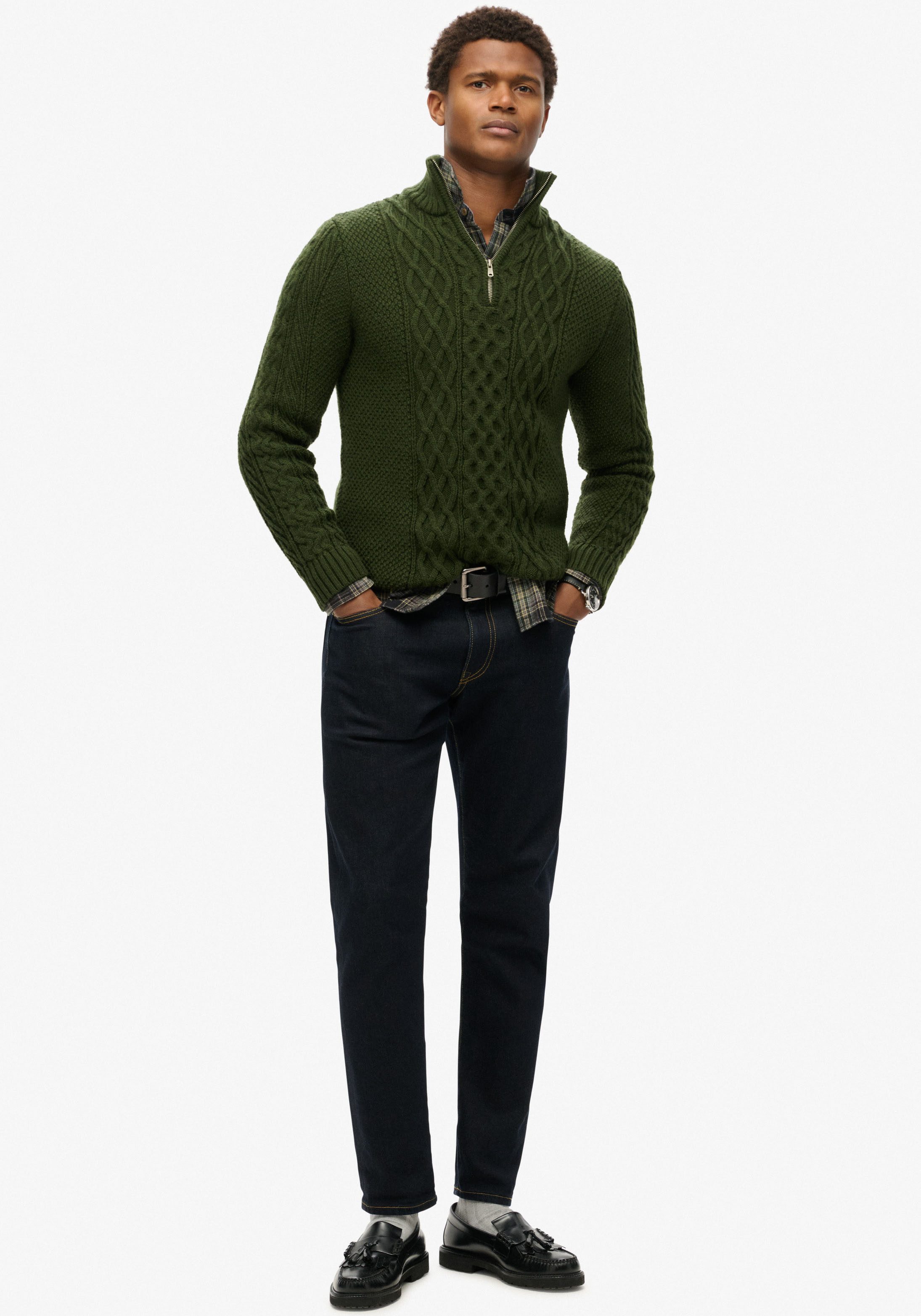Superdry Gebreide trui Jacob Cable Knit Half Zip