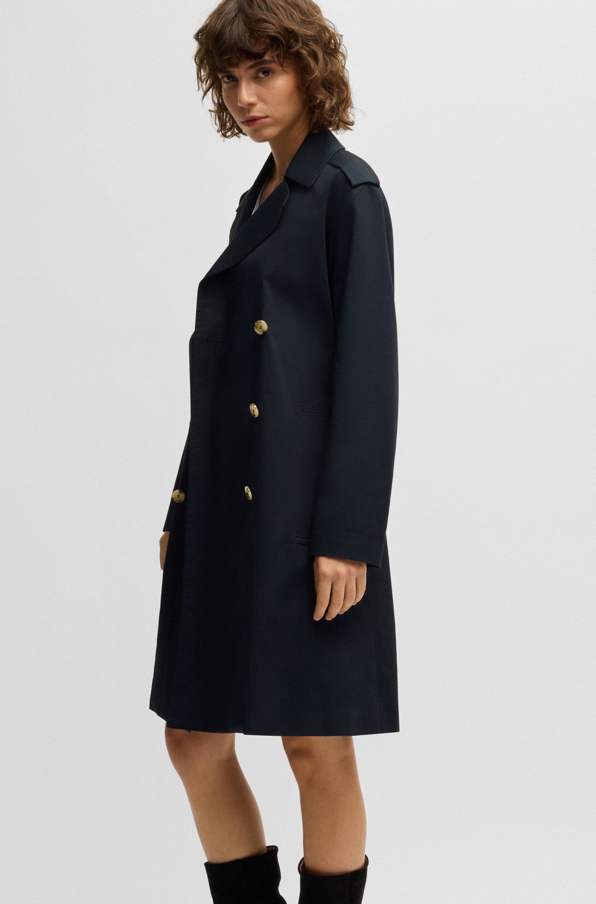 Boss Orange Korte jas met schouderriemen en tailleband klassieke trenchcoat