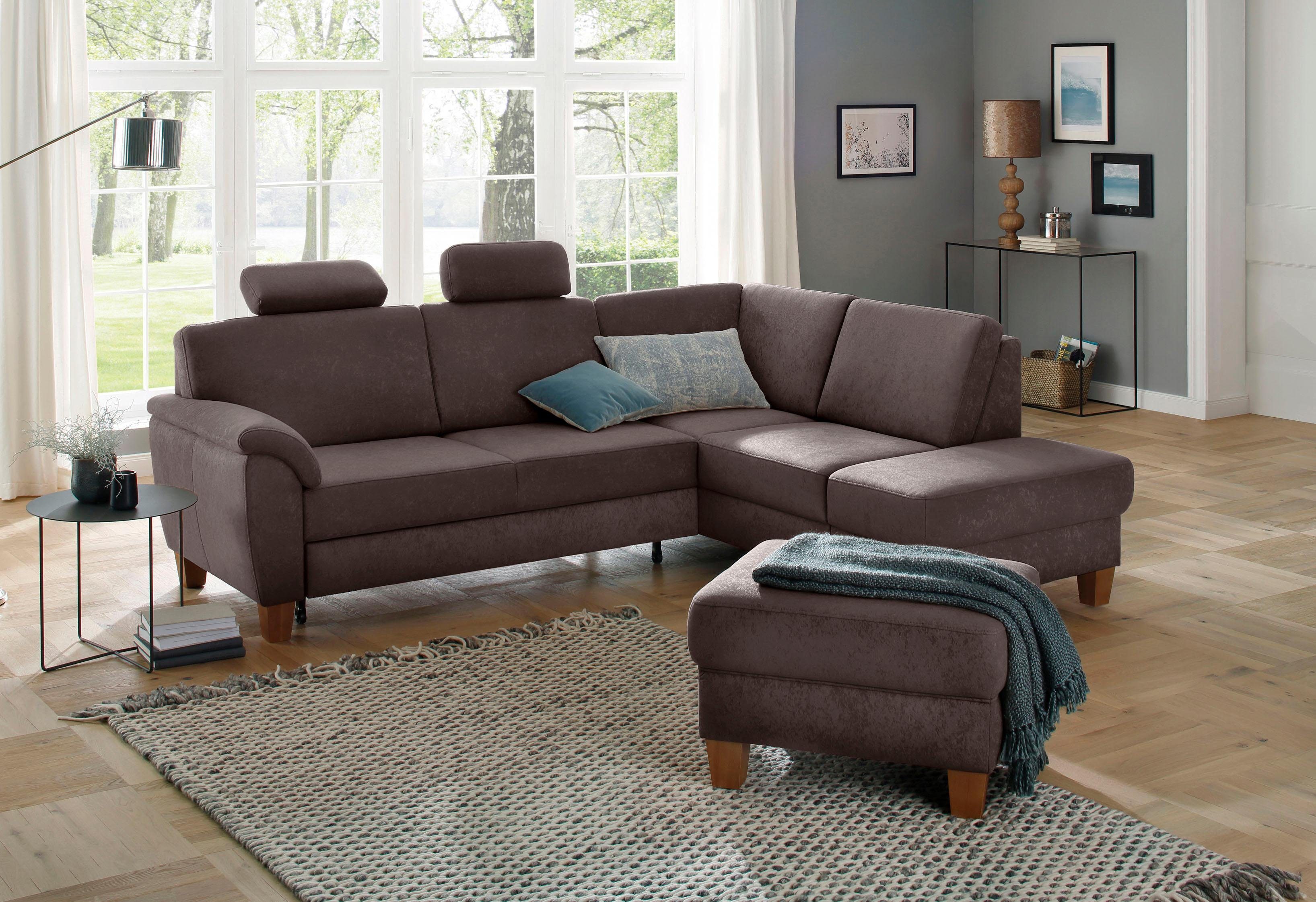 Home affaire Hocker Texel met binnenvering en contrastnaad, poten beuken eikenkleur