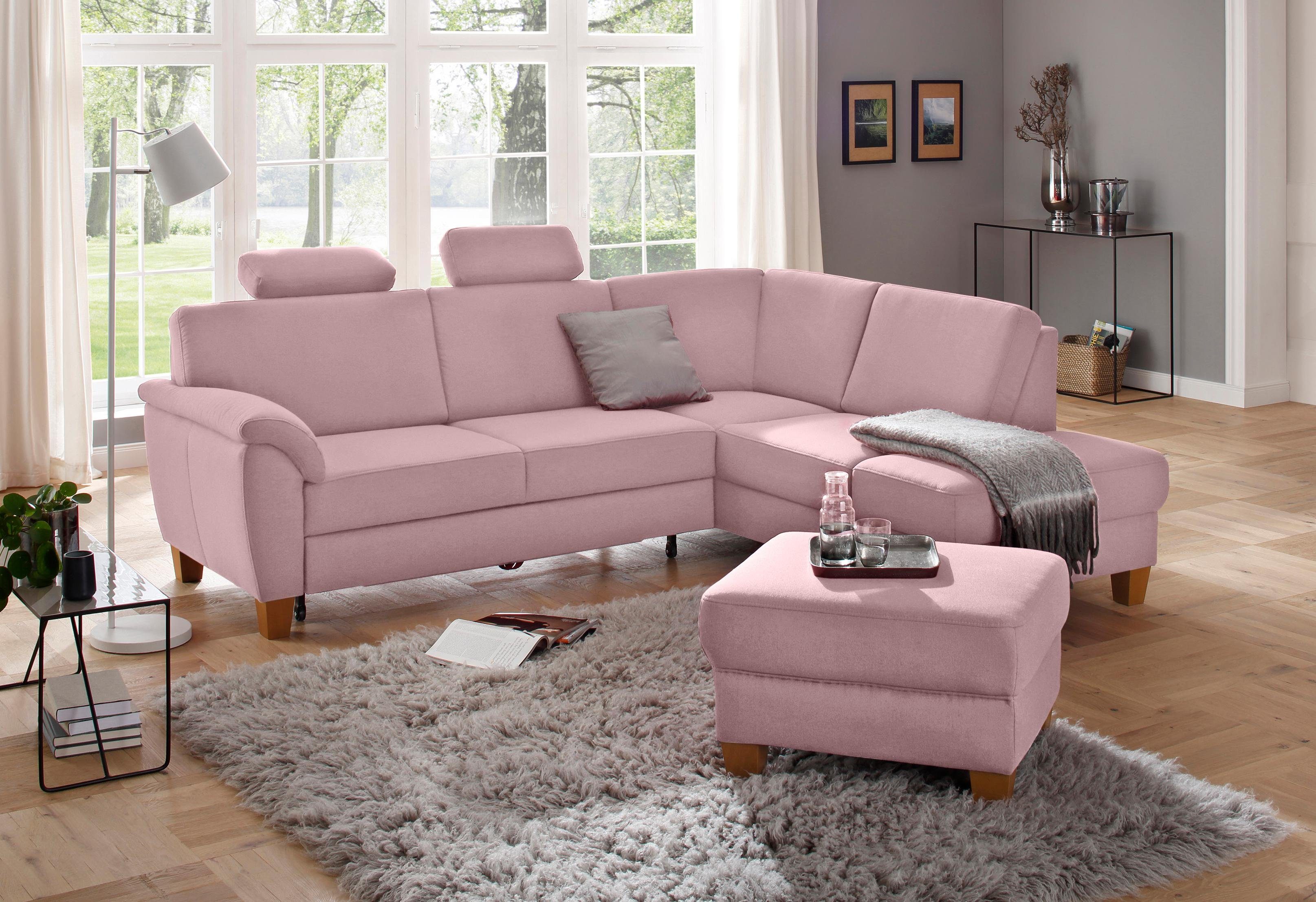 Home affaire Hocker Texel met binnenvering en contrastnaad, poten beuken eikenkleur