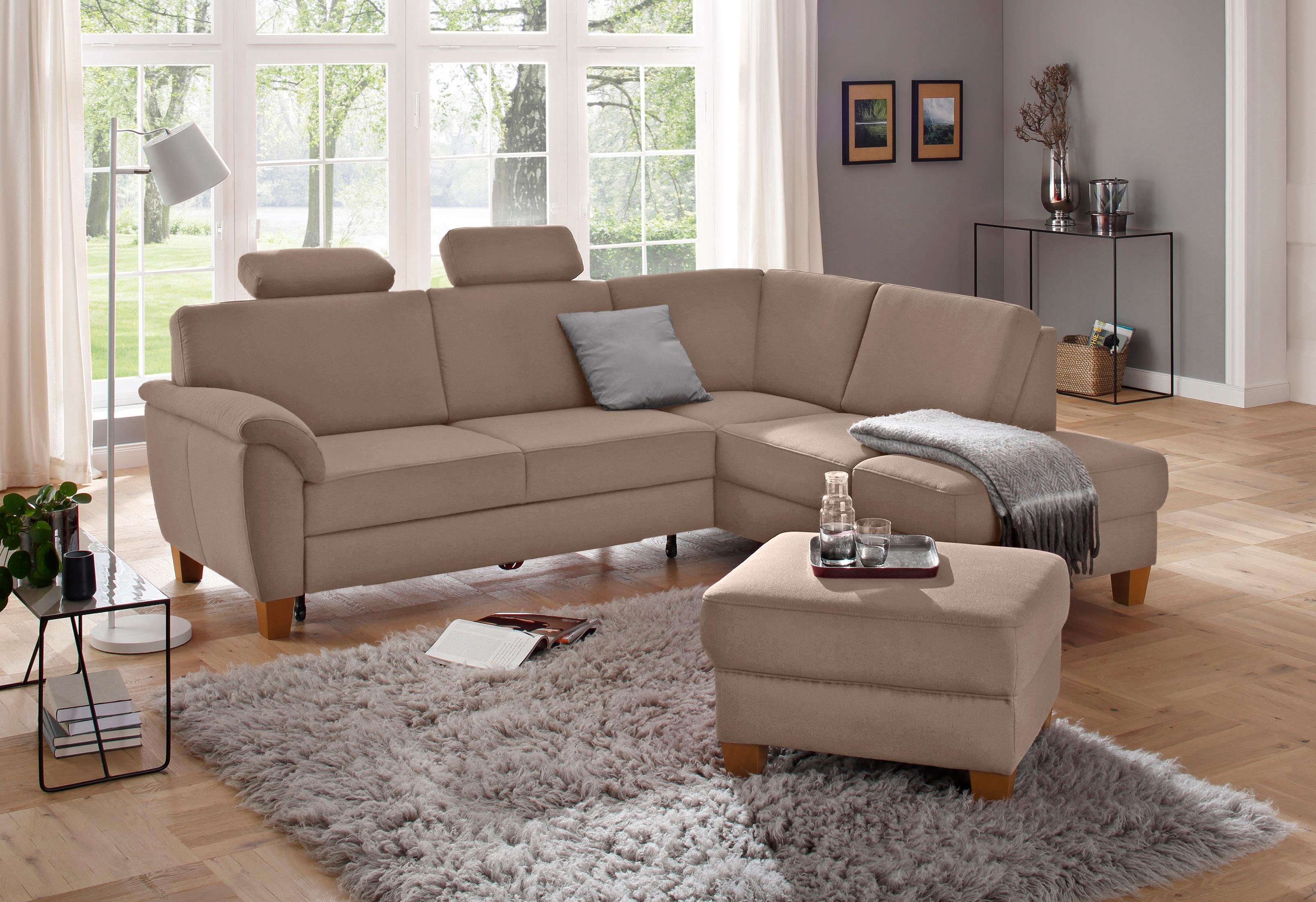 Home affaire Hocker Texel met binnenvering en contrastnaad, poten beuken eikenkleur