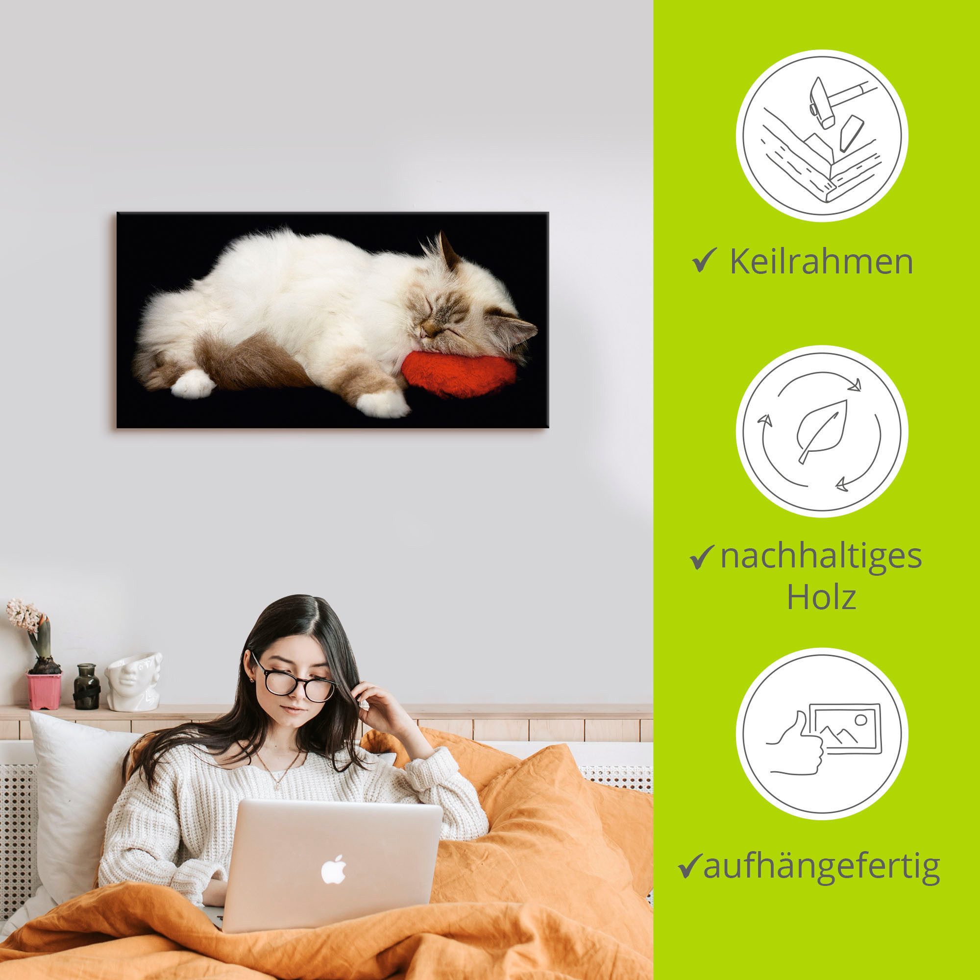 Artland Artprint Vermoeide kat als artprint op linnen, poster, muursticker in verschillende maten