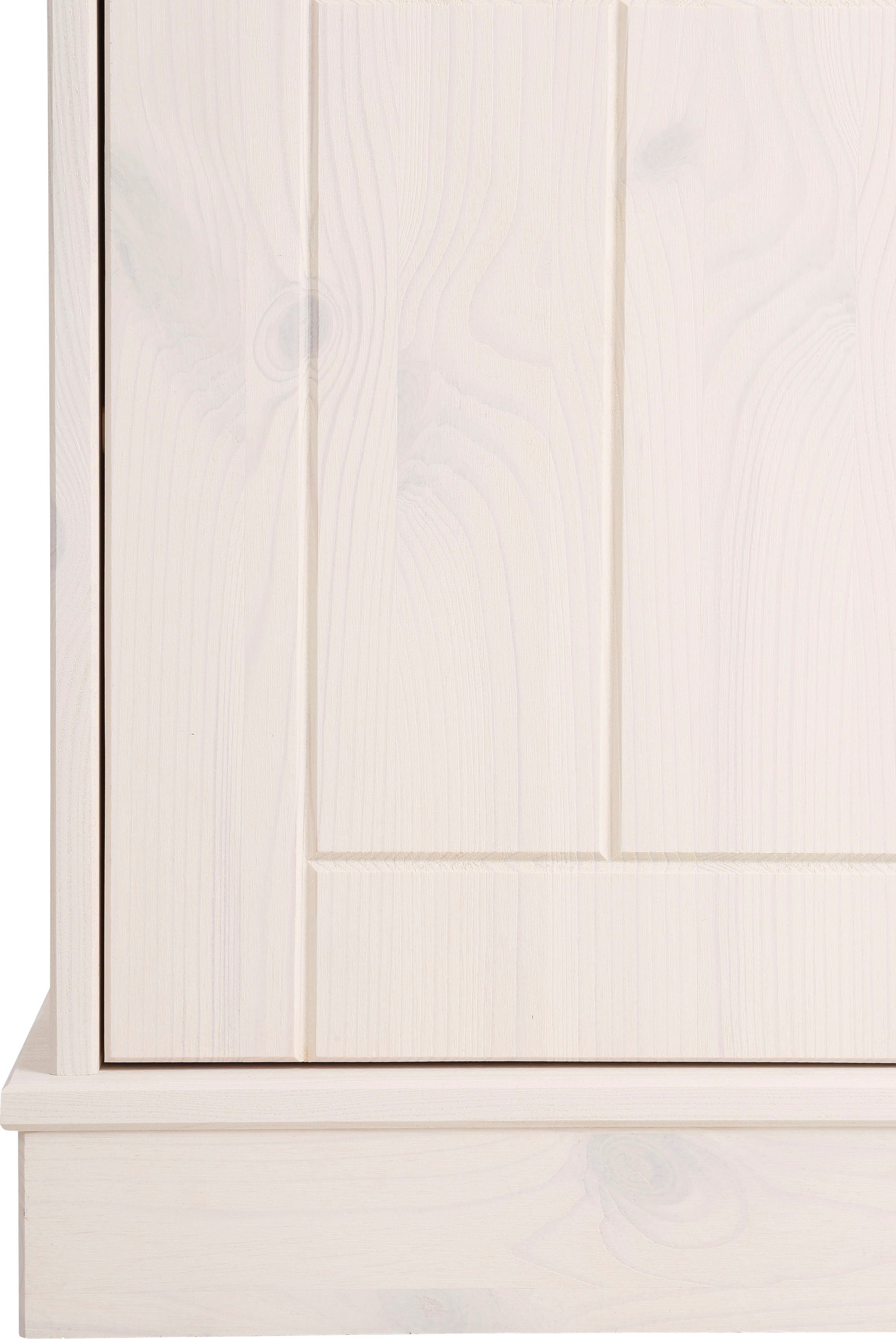 Home affaire Wandmeubel Indra 4-delig set: vitrinekast, lowboard, wand- & staande plank, massief dennenhout (set, 4-delig)
