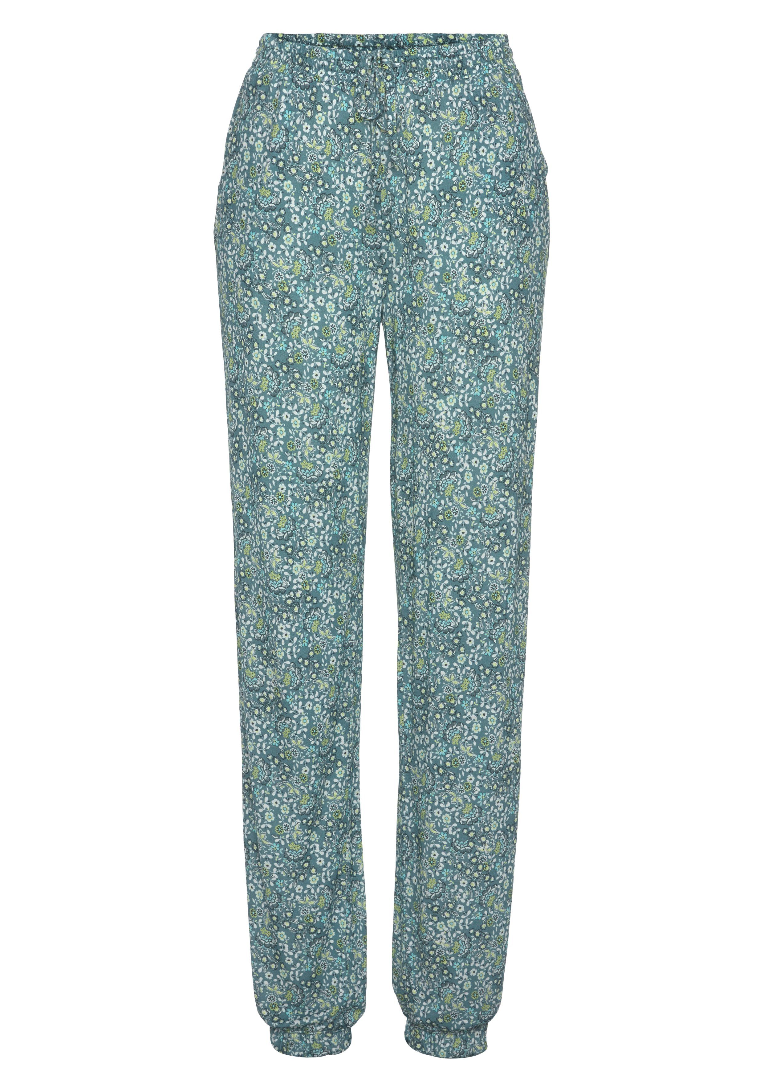 Vivance Jerseybroek met bloemenprint en zakken, elastische tailleband, strandbroek