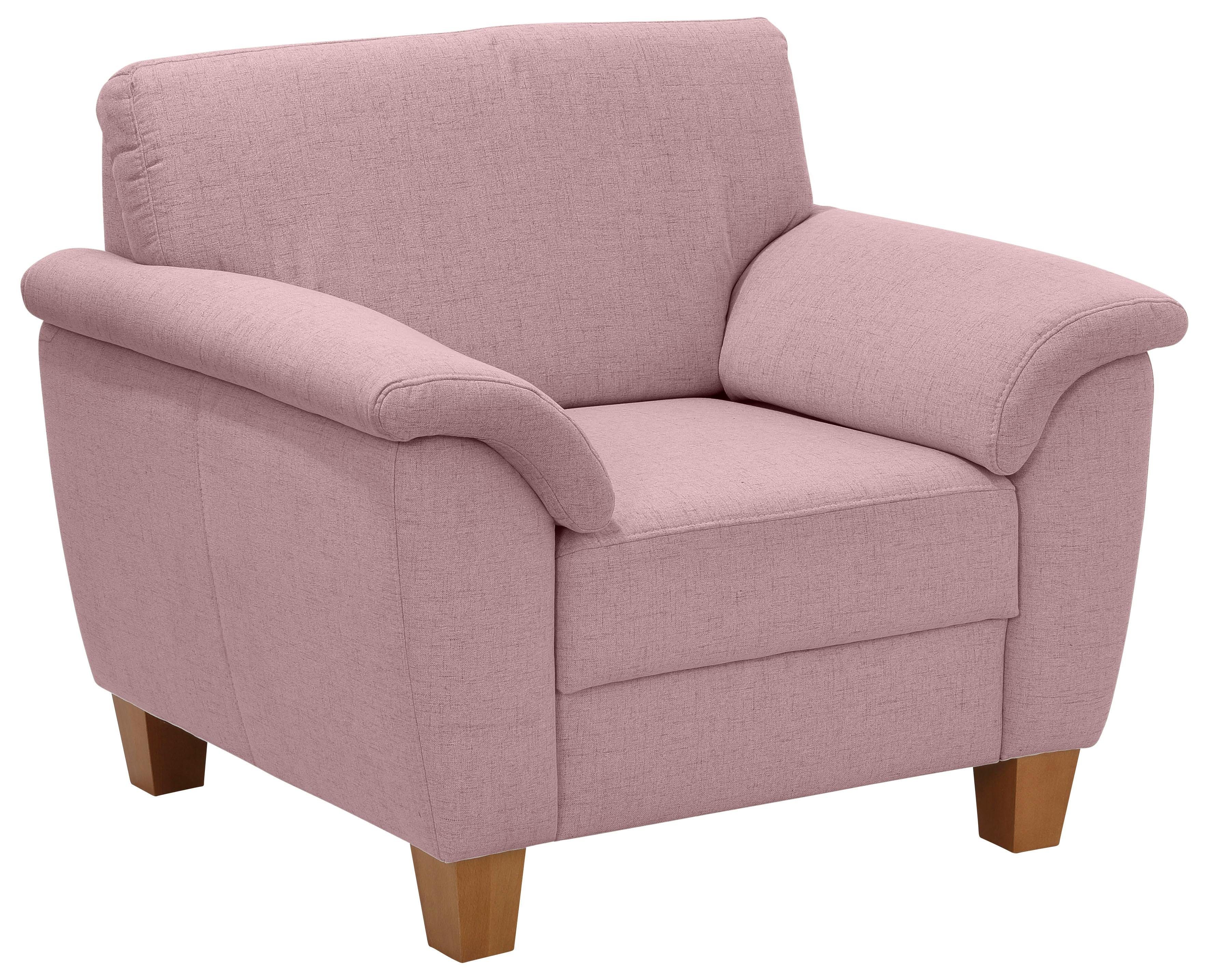Home affaire Fauteuil Alta met binnenvering en contrastnaad, poten beuken eikenkleur