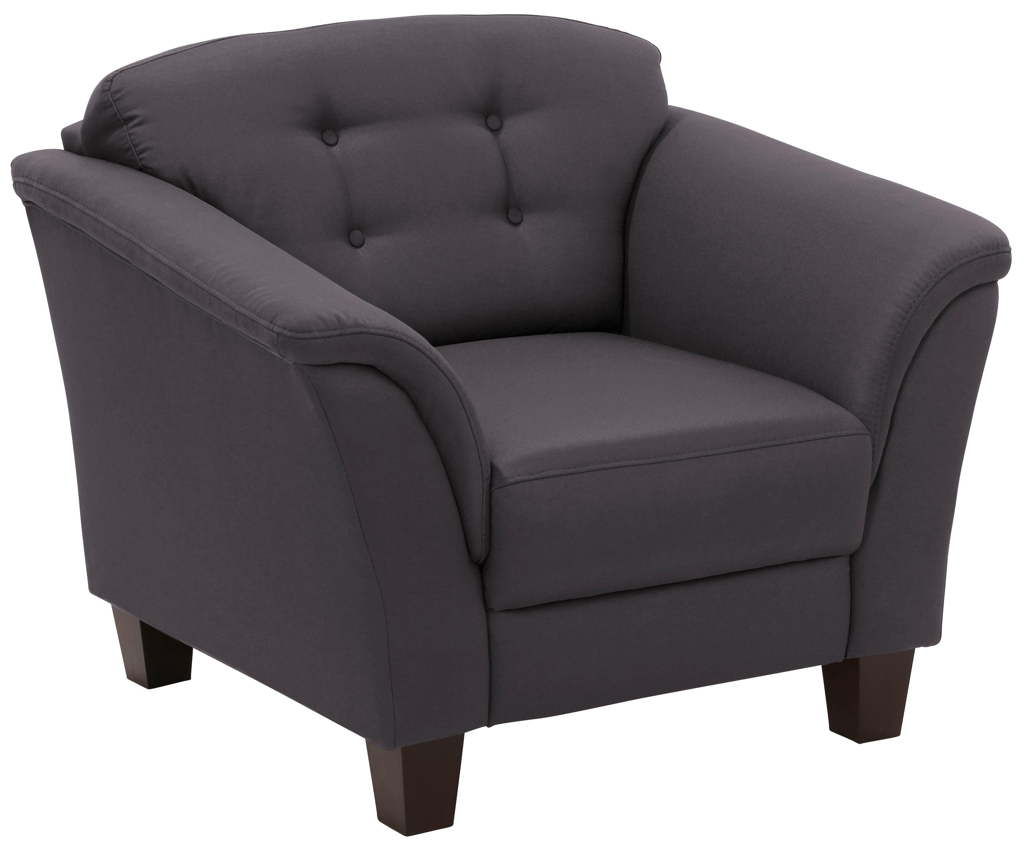 Home affaire Fauteuil Trondheim met binnenvering, capitonnage achter, poten van beukenhout (set)