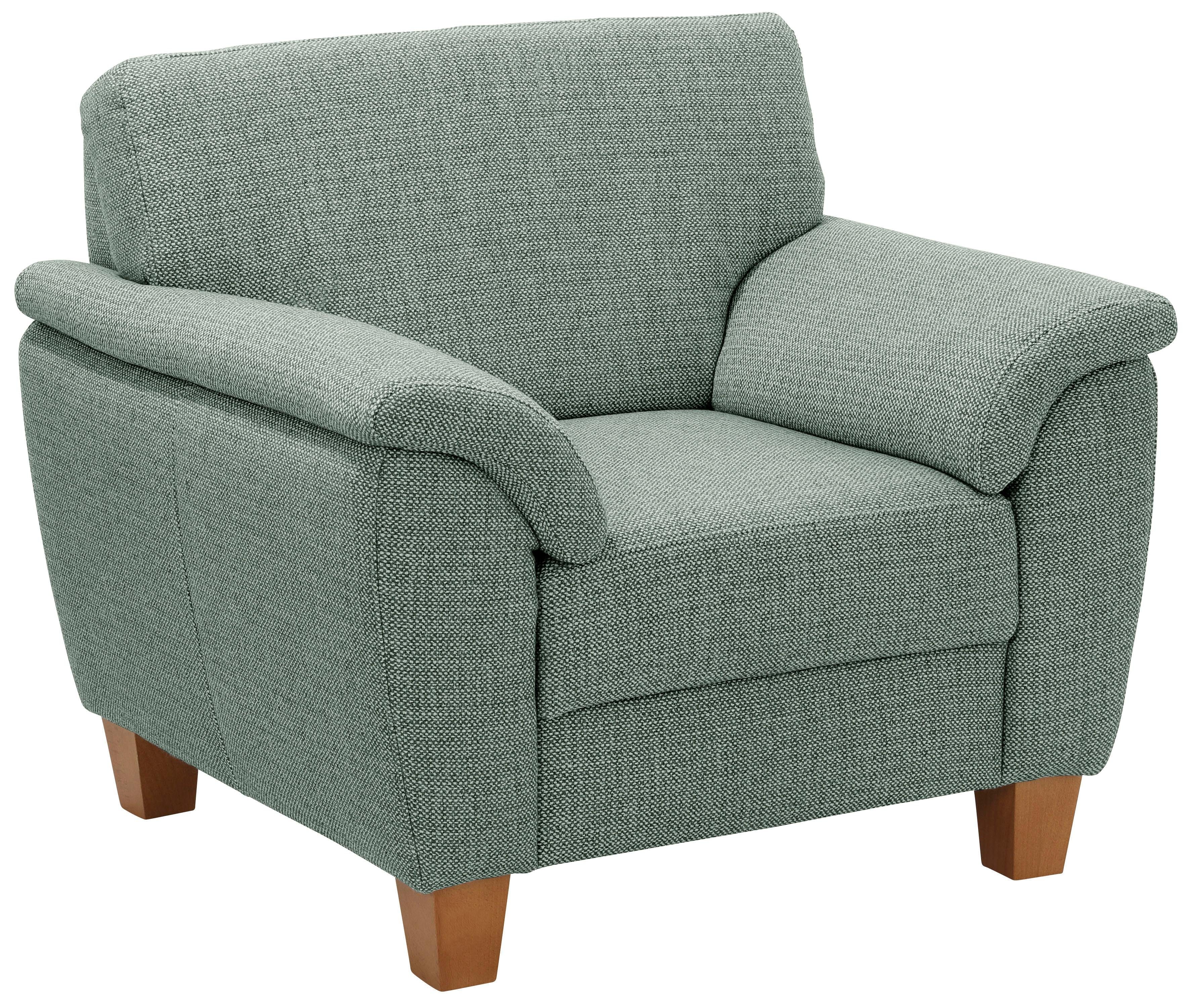 Home affaire Fauteuil Alta met binnenvering en contrastnaad, poten beuken eikenkleur