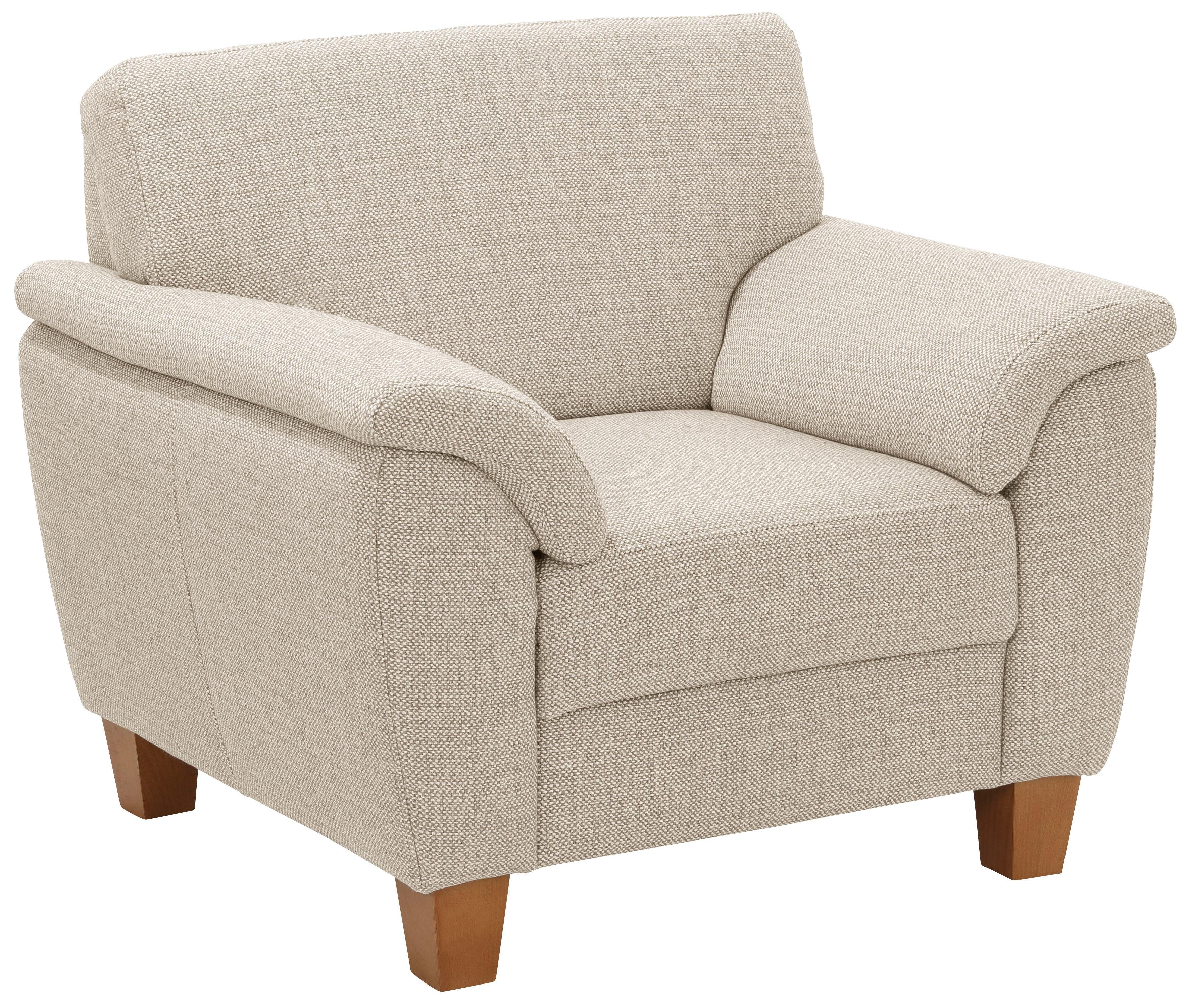 Home affaire Fauteuil Alta met binnenvering en contrastnaad, poten beuken eikenkleur