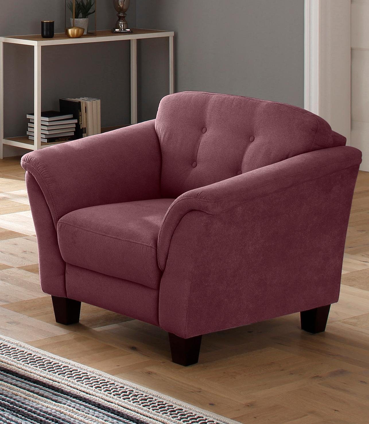 Home affaire Fauteuil Lillesand met binnenvering, capitonnage achter, poten van beukenhout