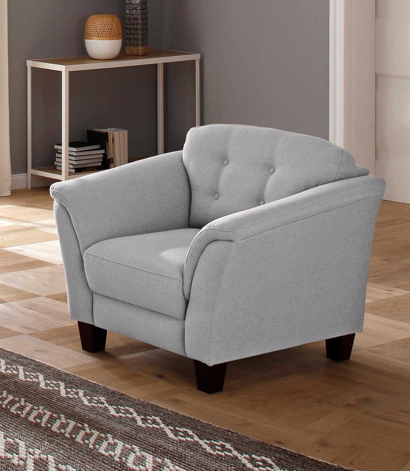 Home affaire Fauteuil Lillesand met binnenvering, capitonnage achter, poten van beukenhout