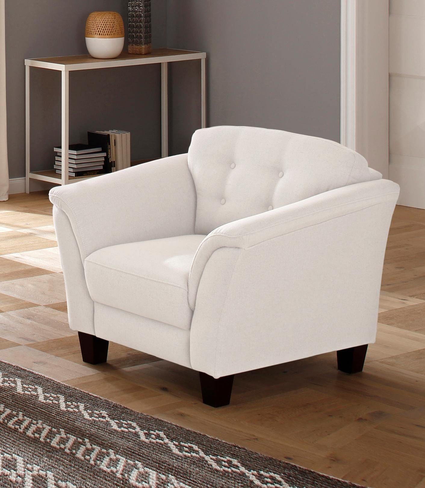 Home affaire Fauteuil Lillesand met binnenvering, capitonnage achter, poten van beukenhout