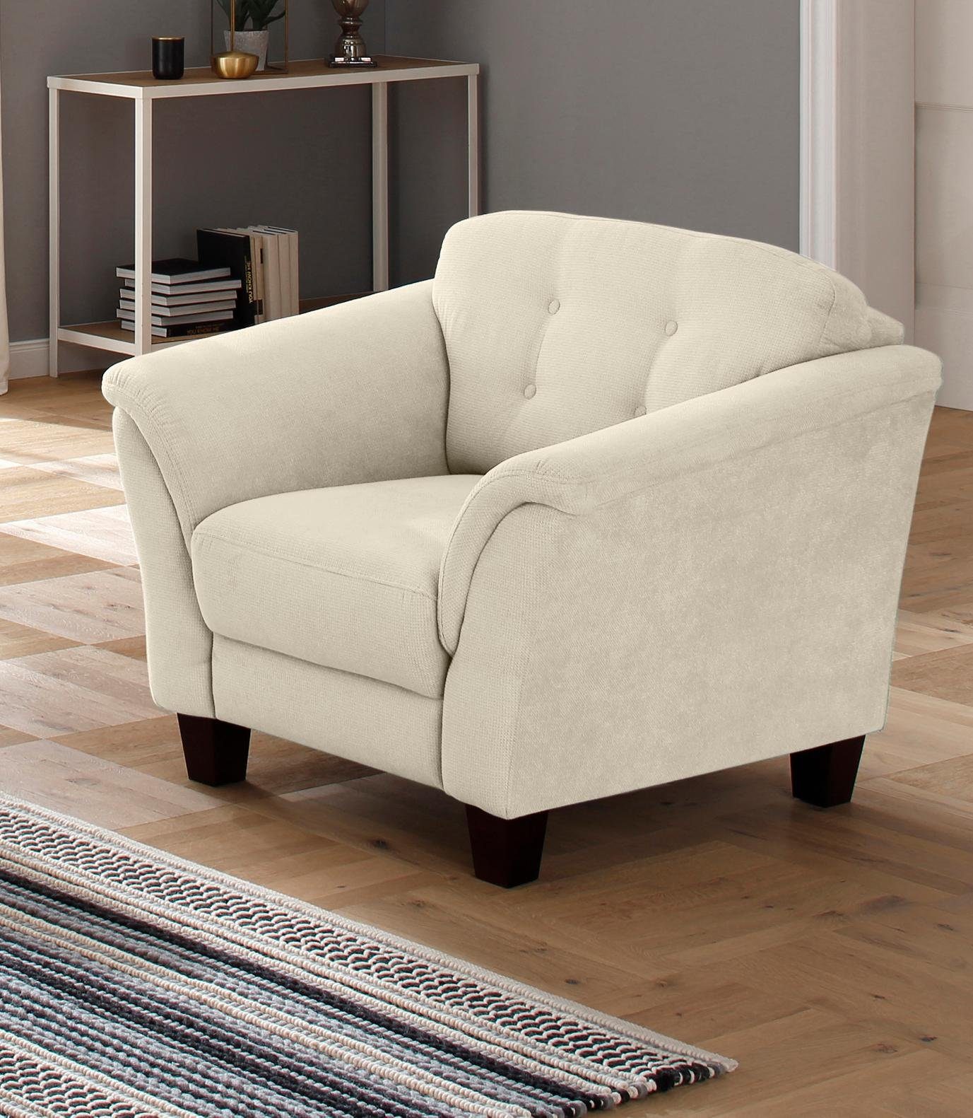 Home affaire Fauteuil Lillesand met binnenvering, capitonnage achter, poten van beukenhout