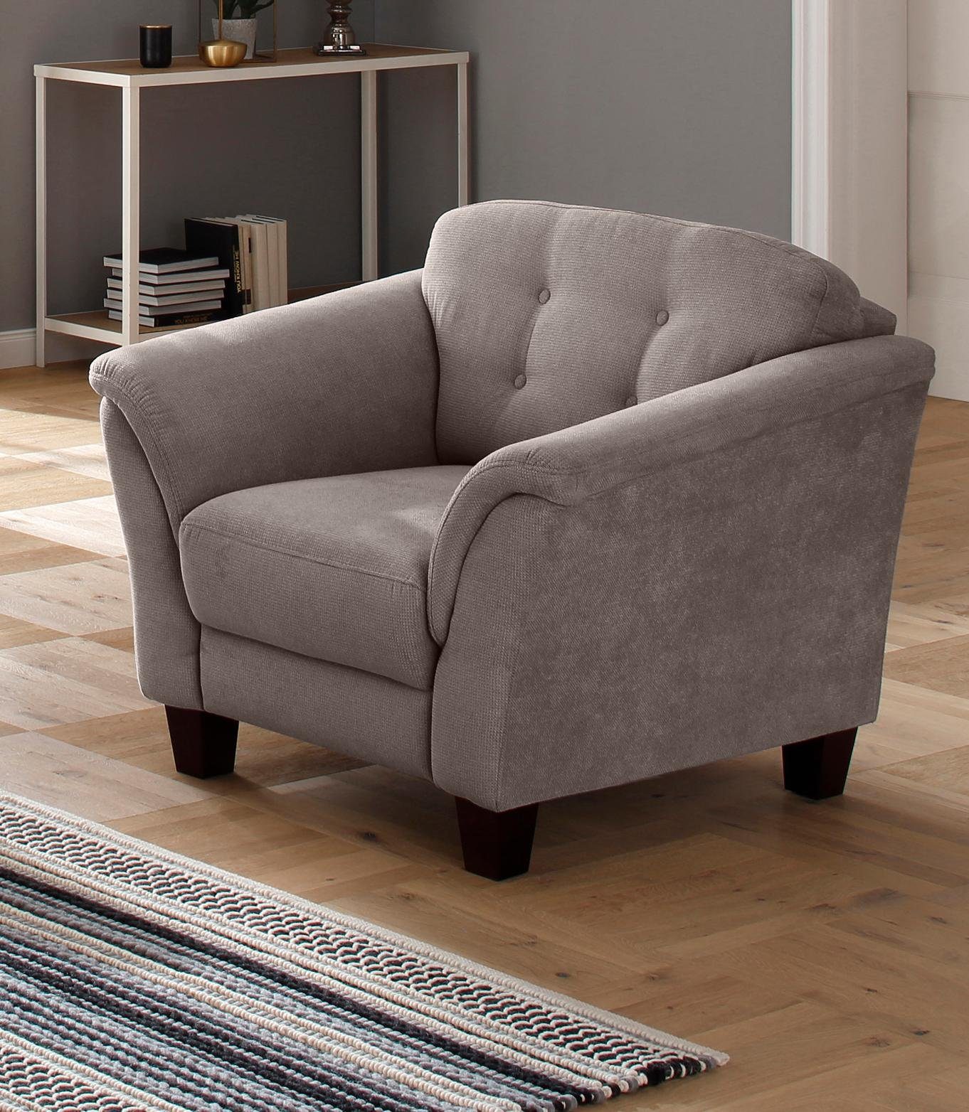 Home affaire Fauteuil Lillesand met binnenvering, capitonnage achter, poten van beukenhout