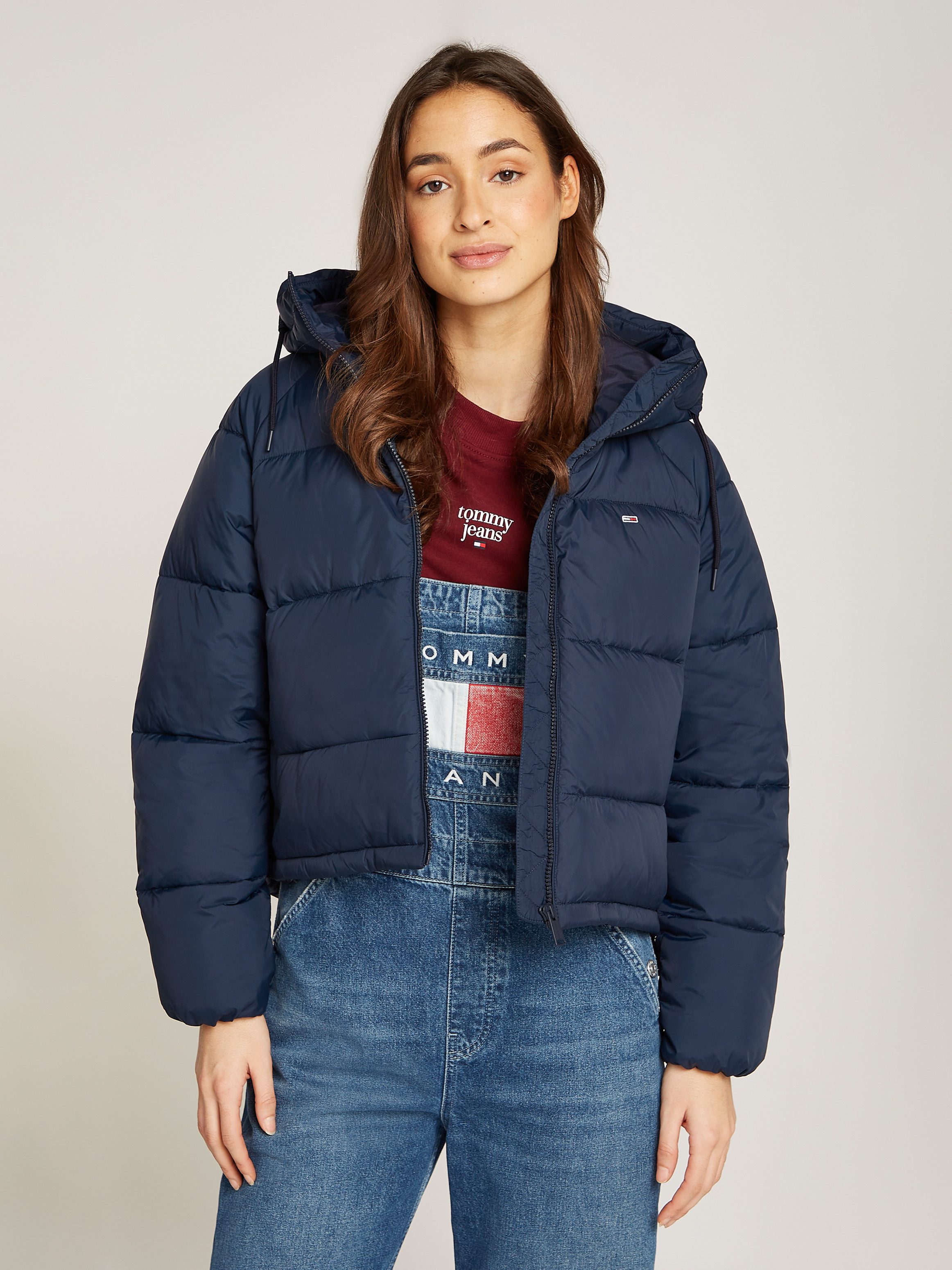 Tommy Jeans Curve Gewatteerde jas JW ASPEN PUFFER EXT met hoge kraag, capuchon, paspelzakken