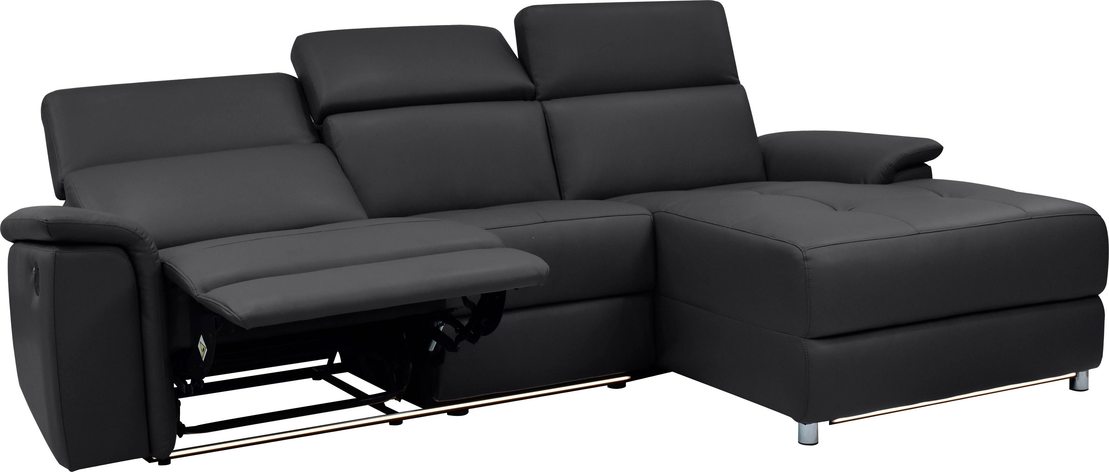 Places of Style Hoekbank Pareli, L-model, 259 cm, met récamier, echt leer, imitatieleer, weefstof