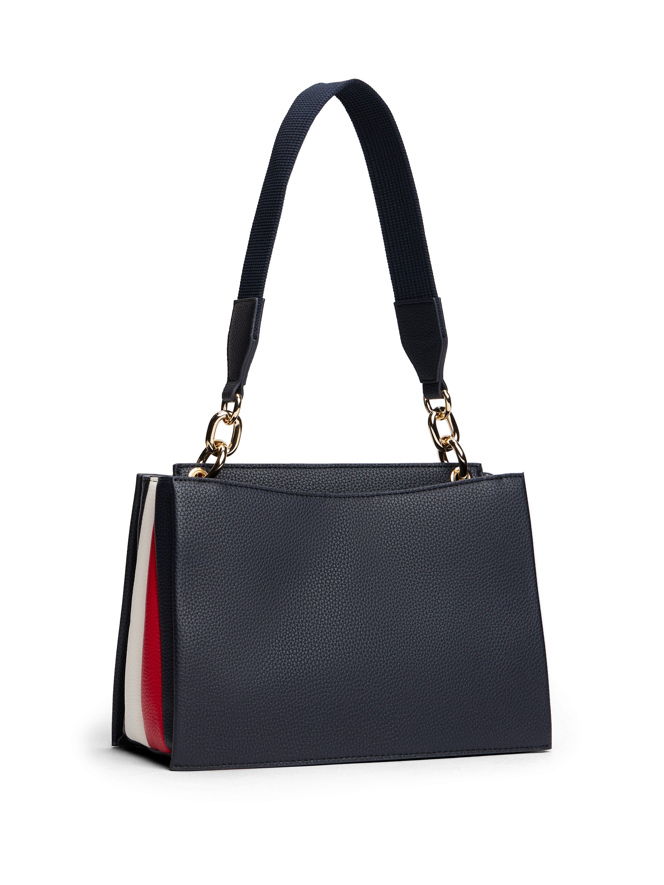 Tommy Hilfiger Tas TH HER MED SATCHEL CORP , dames schoudertas, draagtas met vlagstrepen op de zijkant
