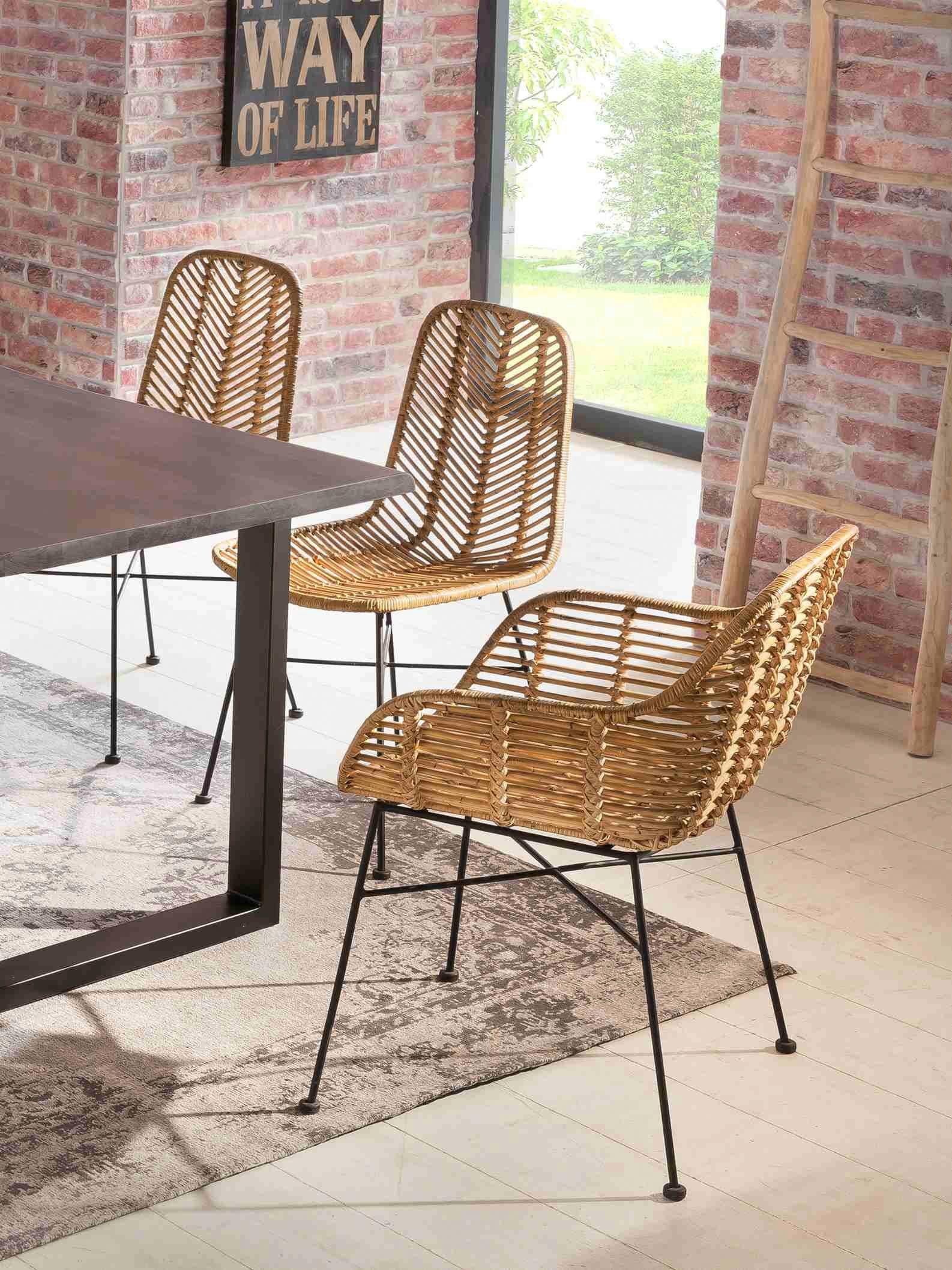 SIT Rotanstoel Rotan vintage met armleuningen, shabby chic, vintage (set, 2 stuks)